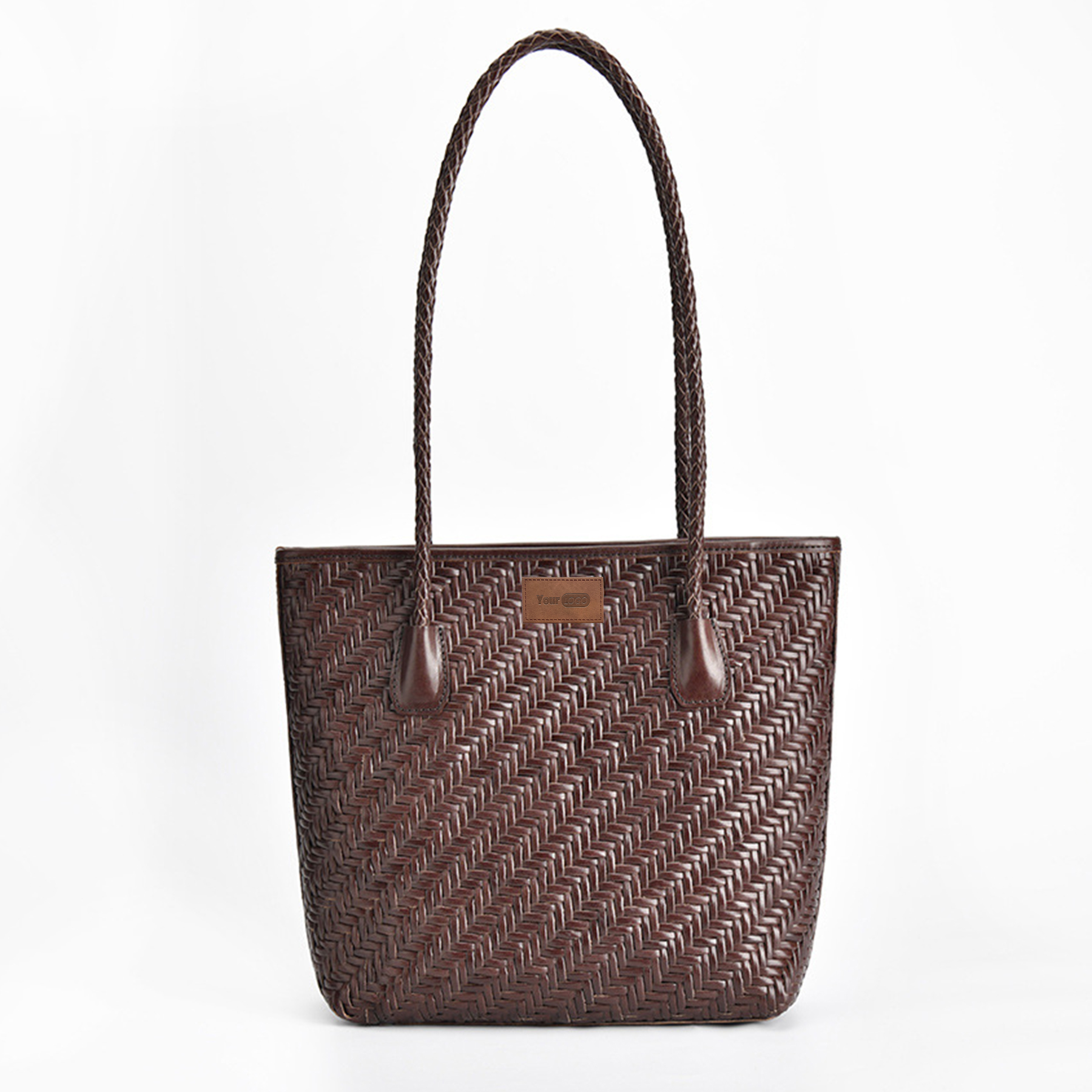 Genuine Leather Hand Woven Ladies Tote Bag, custom tote bag with logo imprint 3