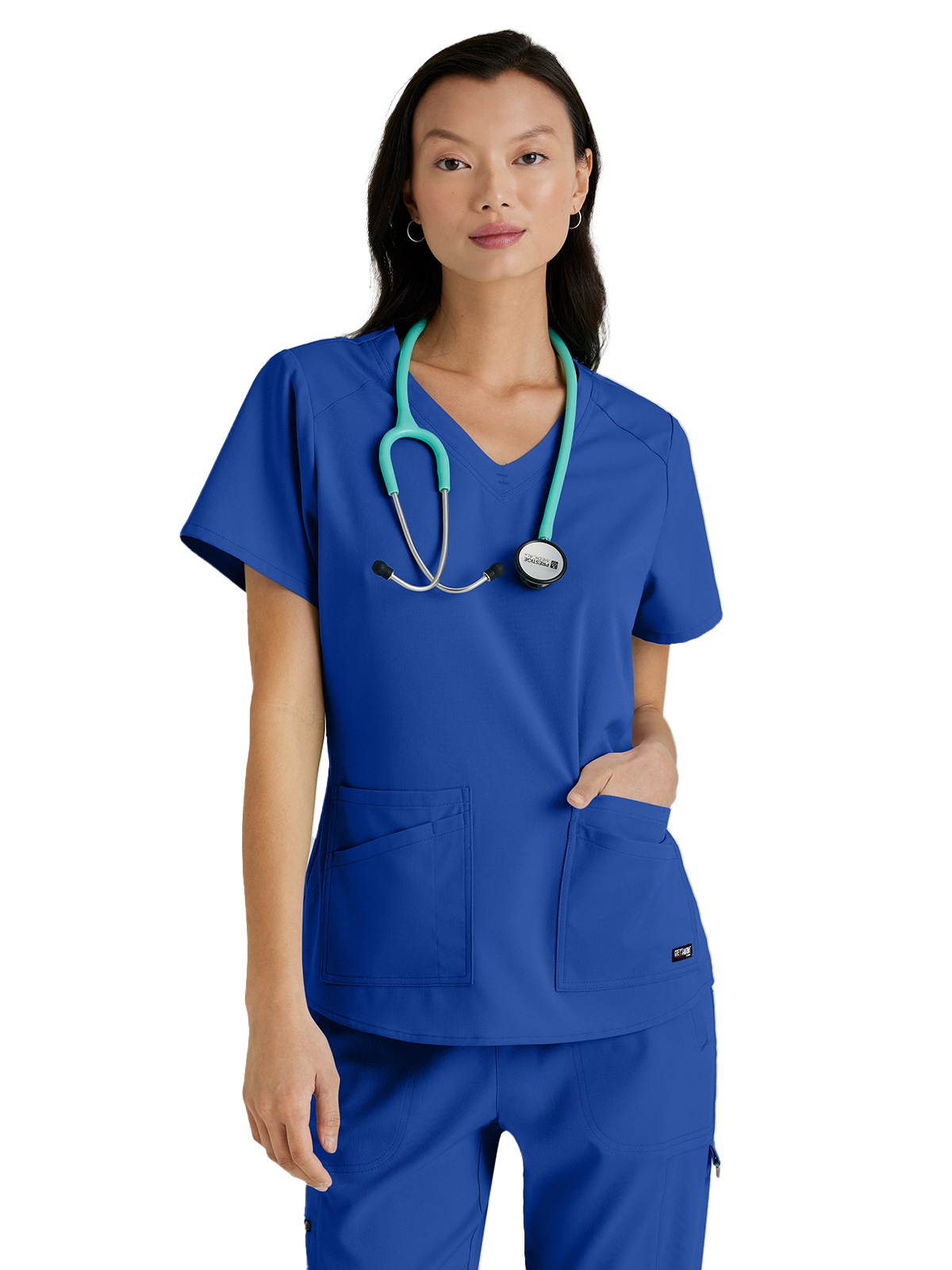 Grey's Anatomy Spandex Stretch - Women's Four-Pocket V-Neck Emma Scrub Top 32