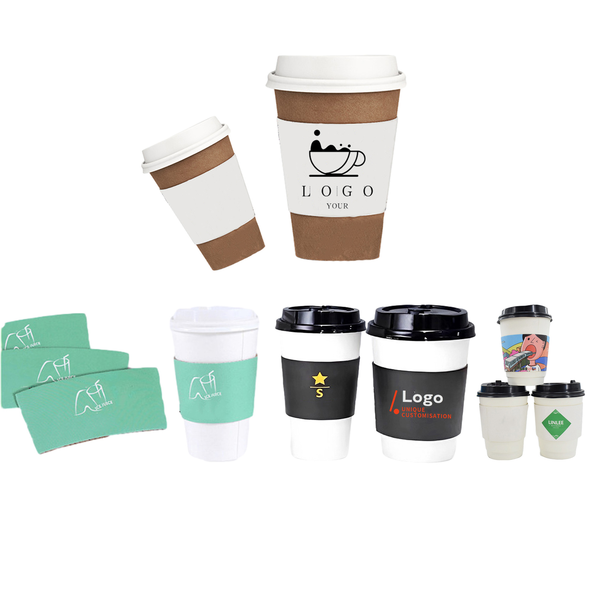 MOQ 100 9 oz Kraft Coffee Cup Sleeve 2