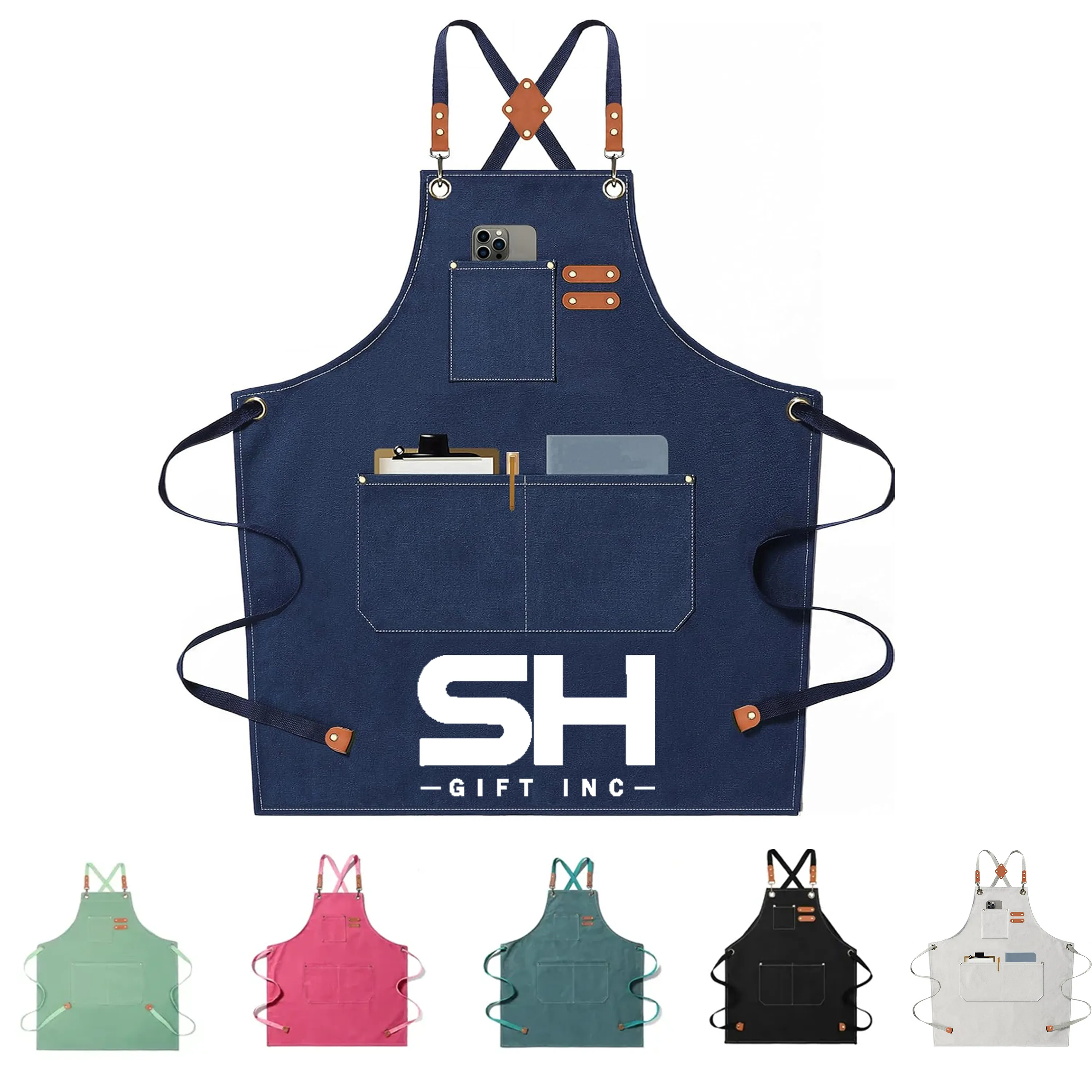 Cotton Canvas Cross Back Heavy Duty Adjustable Work Apron 5