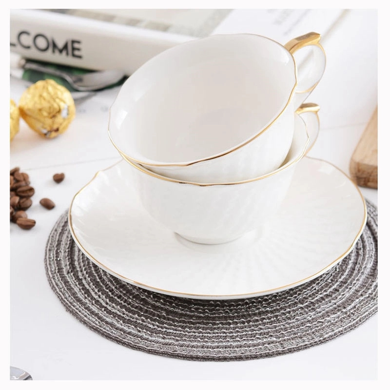 Custom 8 oz Coffee Cups with Gold Trim 10