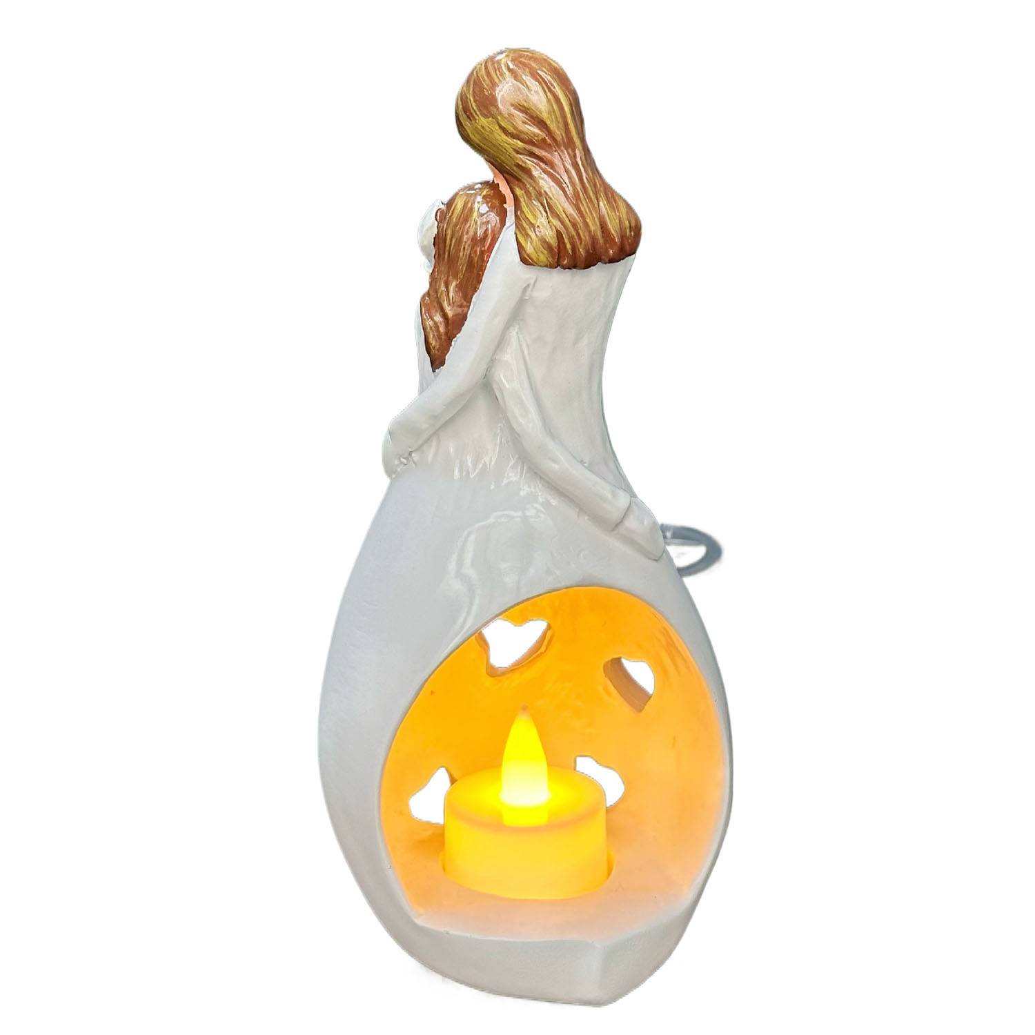 Mothers Day Heartwarming Resin LED Candle Holder Statue 3