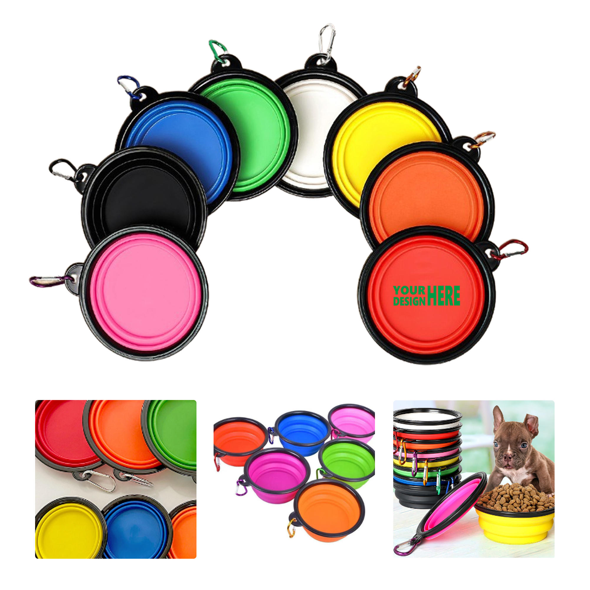 MOQ50 Collapsible Pet Bowl with Carabiner for Outdoor Use 2