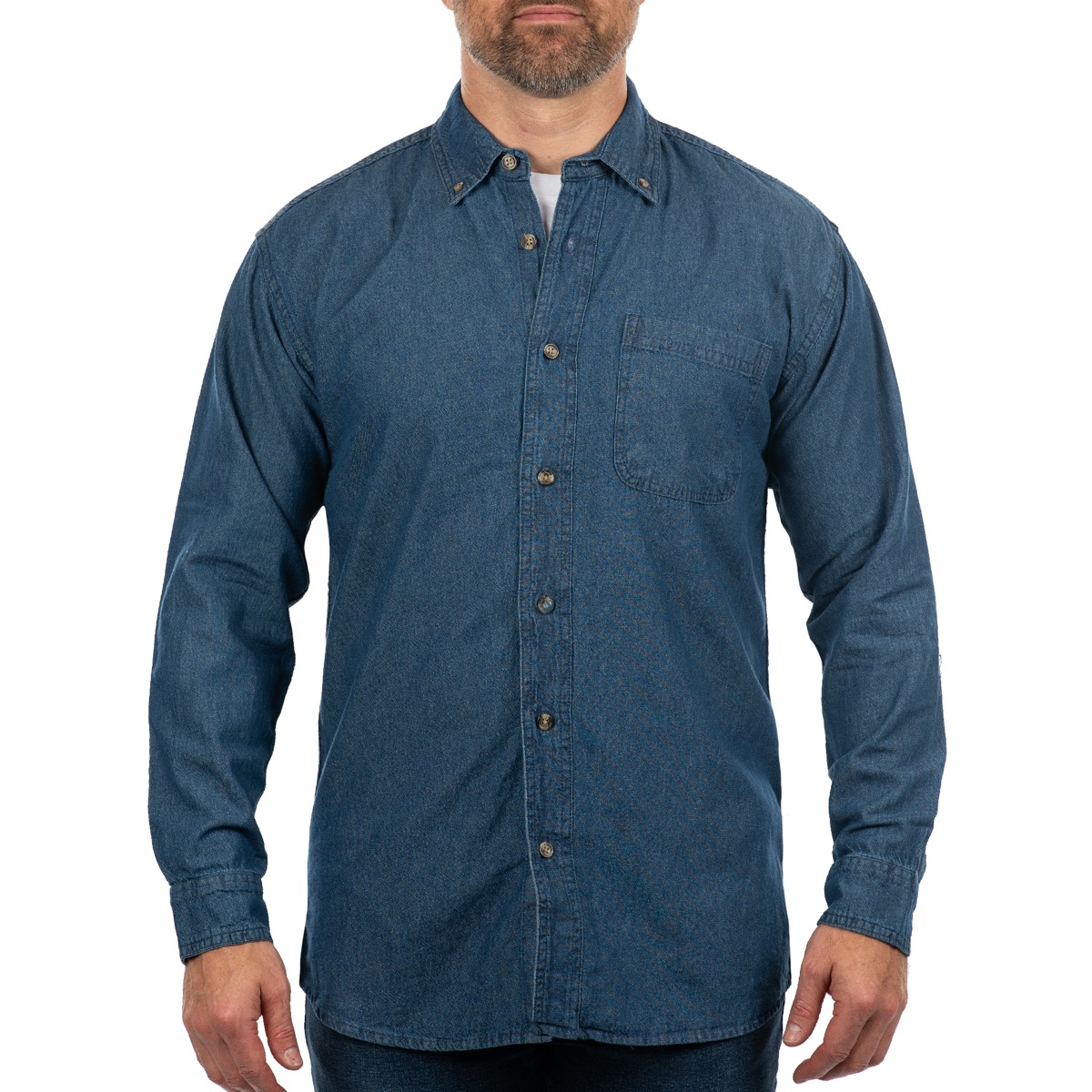 Sierra Pacific Men's Long Sleeve Cotton Denim Shirt 1