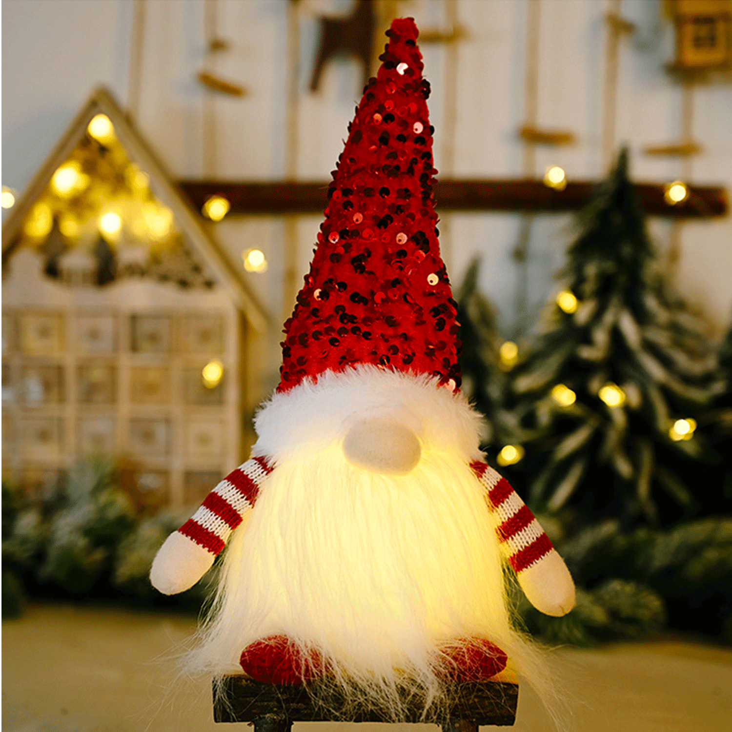 LED-illuminated Lights art faceless Christmas Dwarf Doll 5