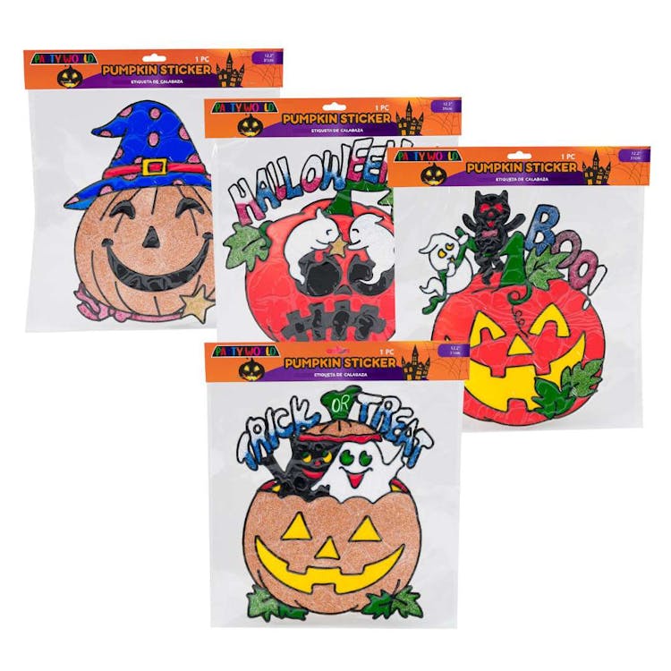 Halloween Pumpkin Sticker Dcor Assorted - 12.2" 1