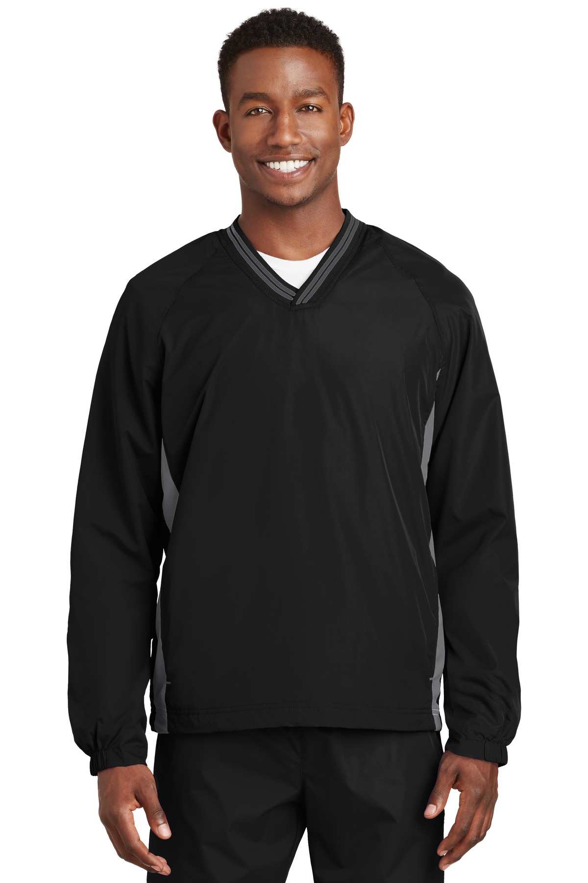 Tipped V-Neck Raglan Wind Shirt