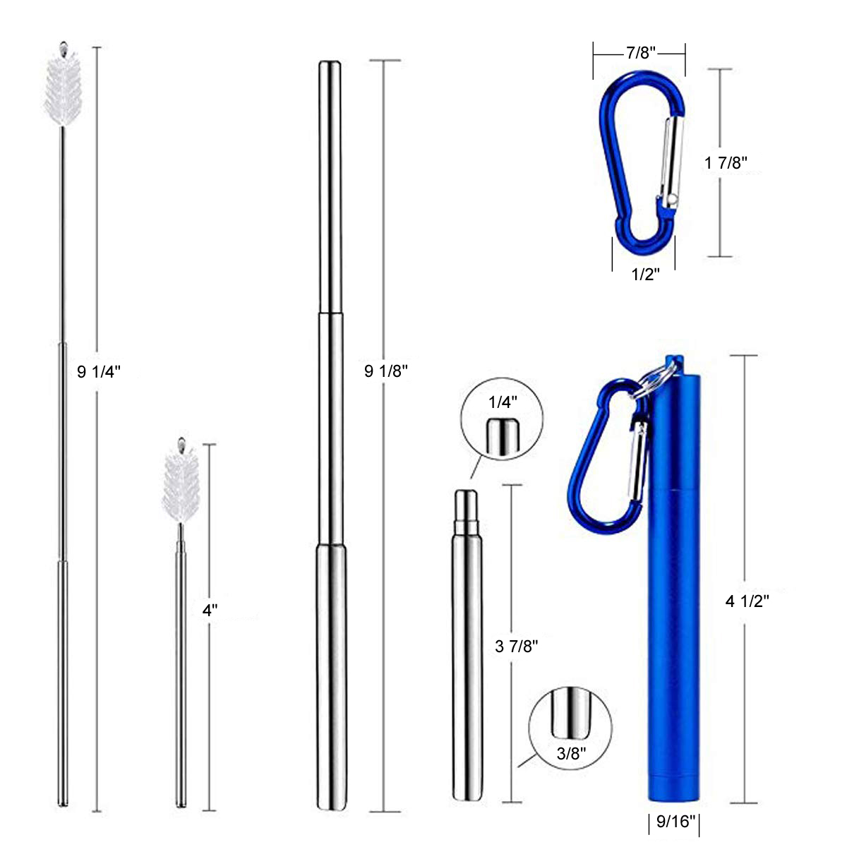 Portable Telescopic Stainless Steel Straw Kit 1