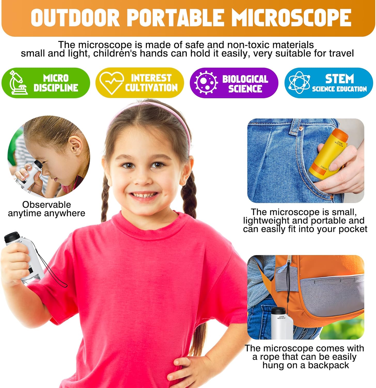 Portable Microscope for Kids 60x-180x 3