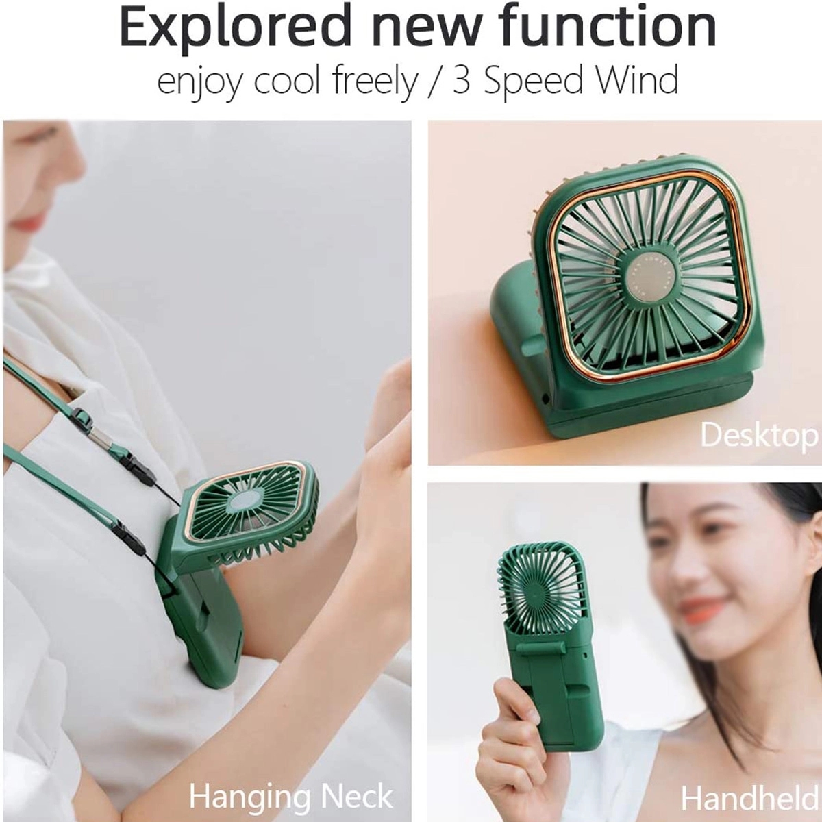 Mini Rechargeable Foldable Neck Hanging Fan with Power Bank 6
