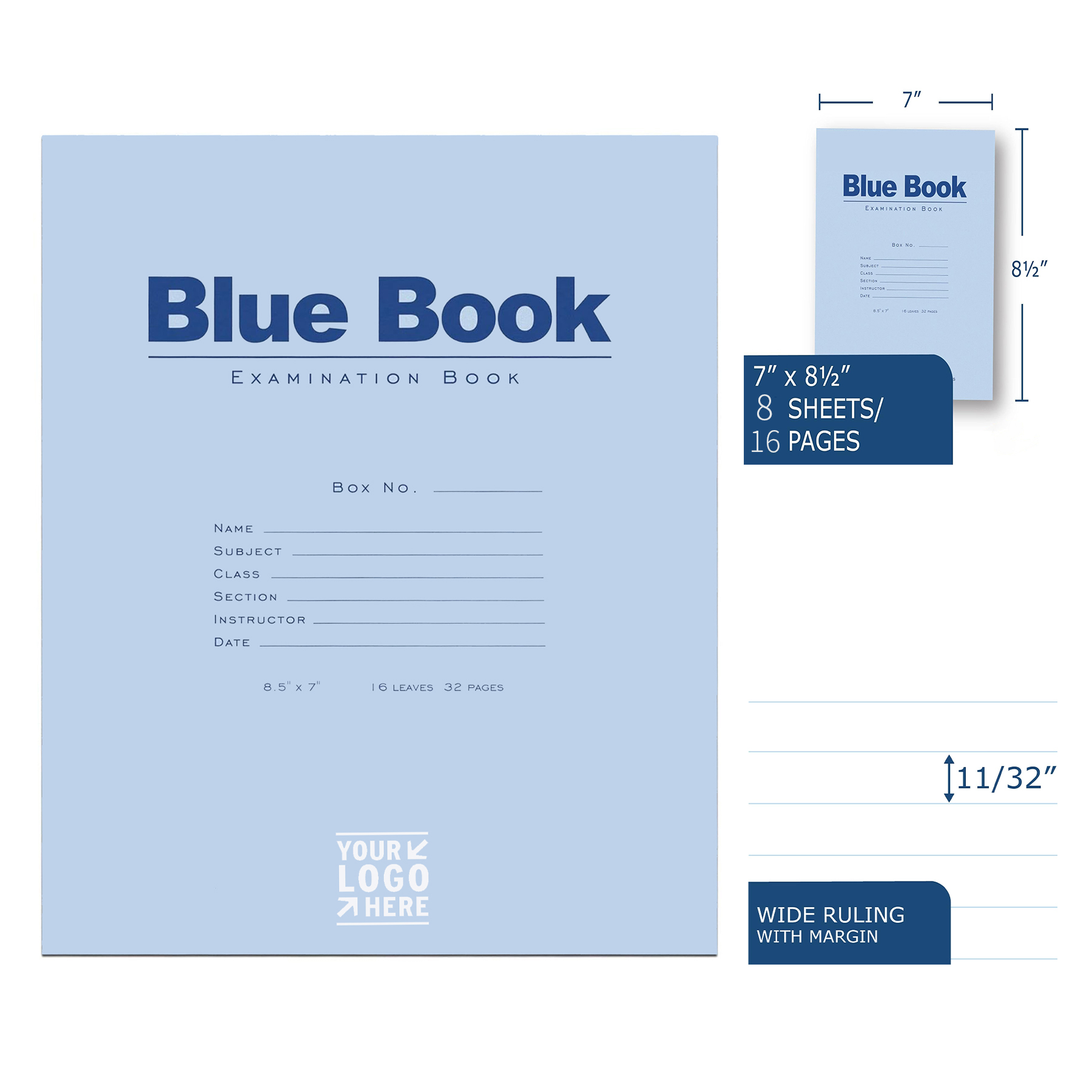 8.5" x 7" 8 Sheets Exam Book