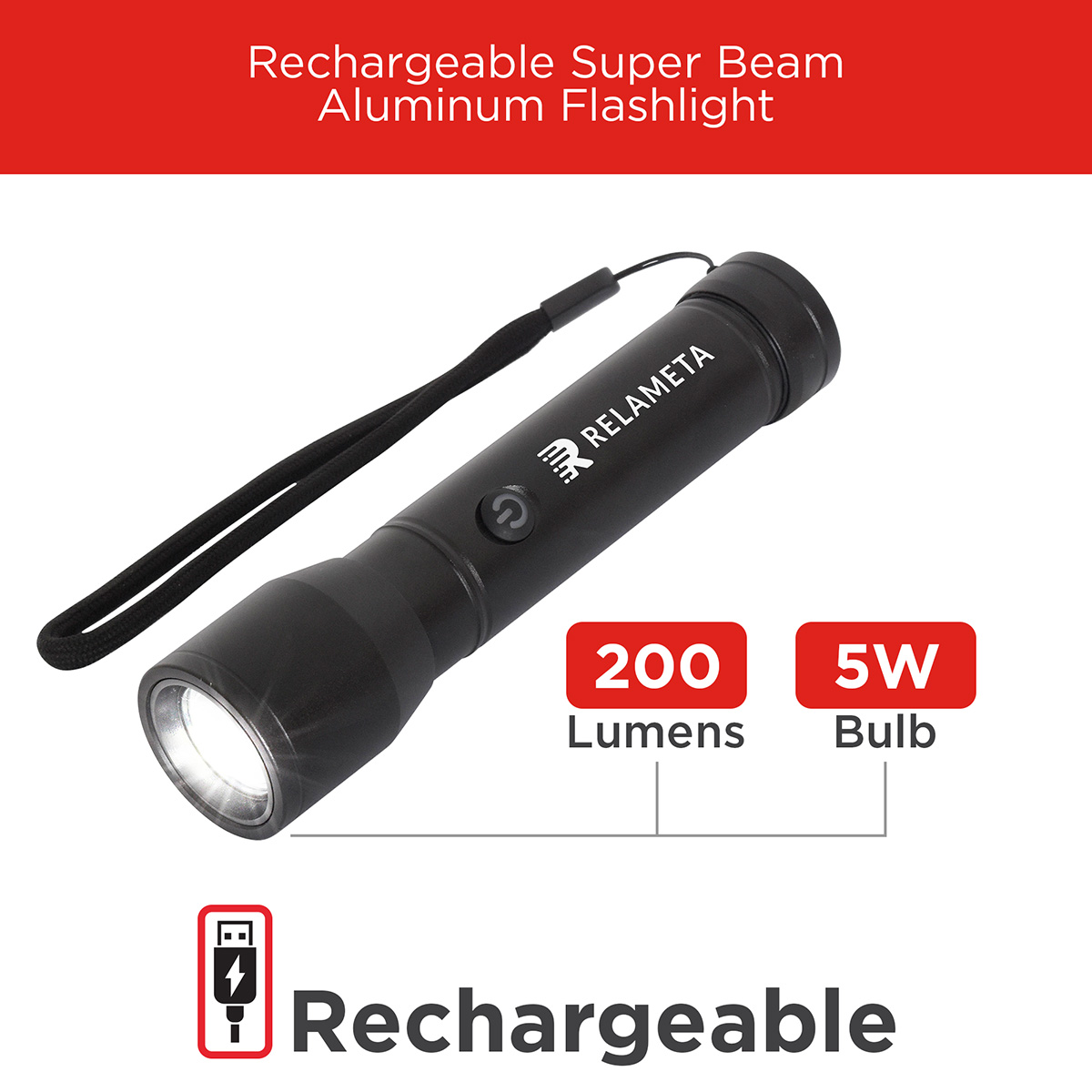Best Buddy Tools ® Rechargeable Super Beam Aluminum Flashlight 3