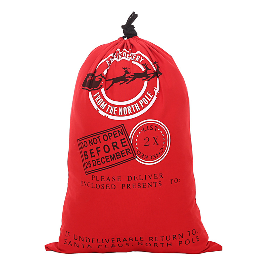 50x70CM Christmas Colored Canvas Gift Bag Drawstring Bag 2