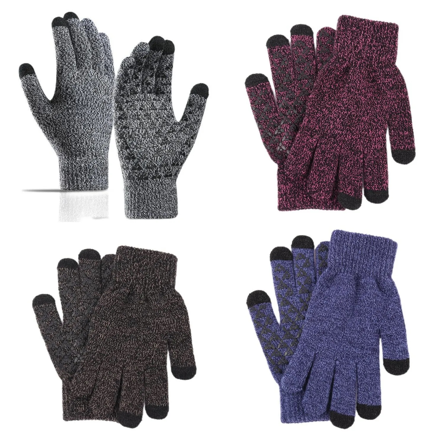 MOQ 50 Knitted Warm Touch Screen Gloves 3