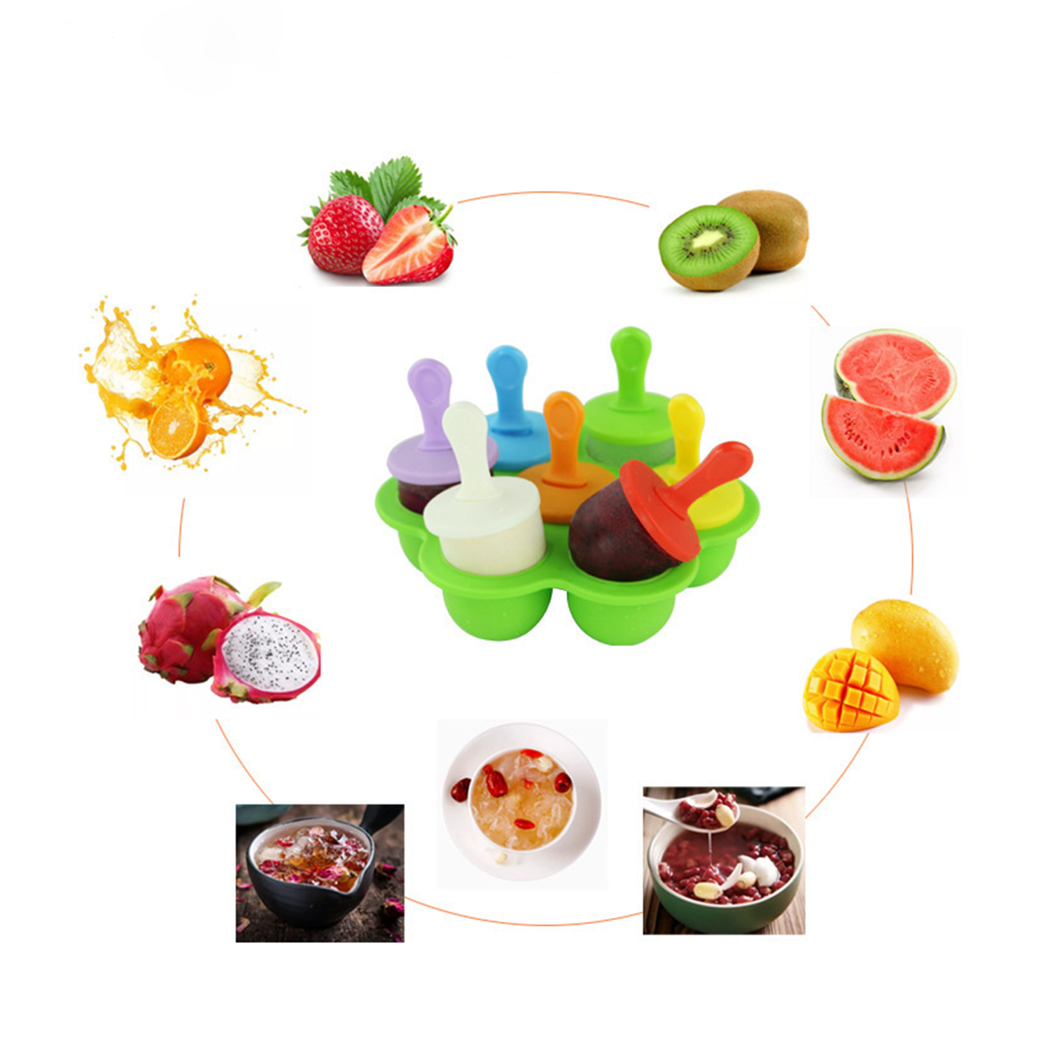7 Holes Silicone Popsicle Molds 5