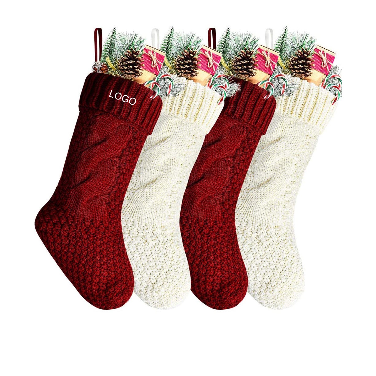 Cable Knitted Stocking for Family Holiday 2