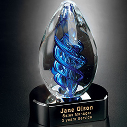 Blue Swirl on Black Base 10
