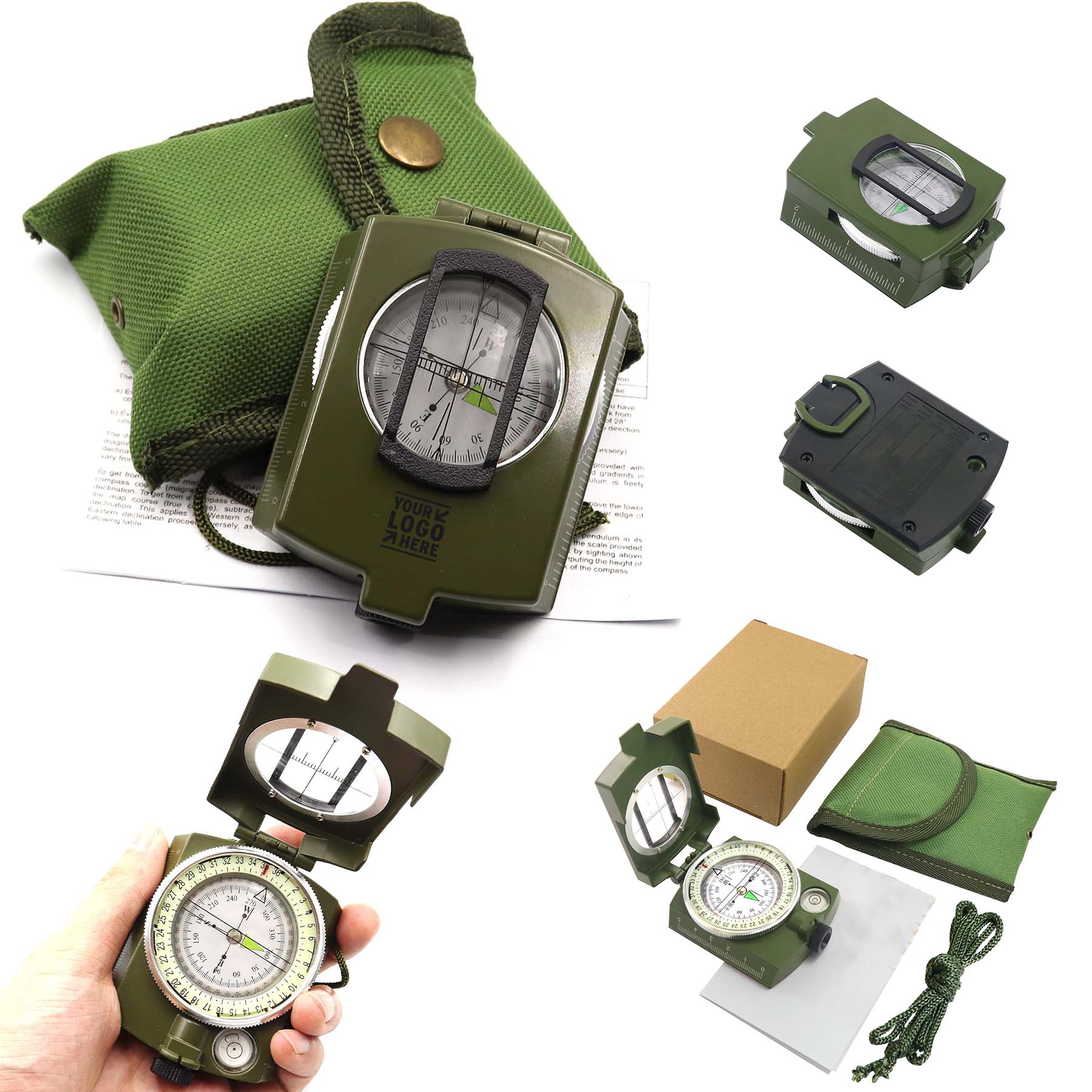 Metal Sighting Lensatic Night Fluorescent Impact Resistant Survival Navigation Military Compass