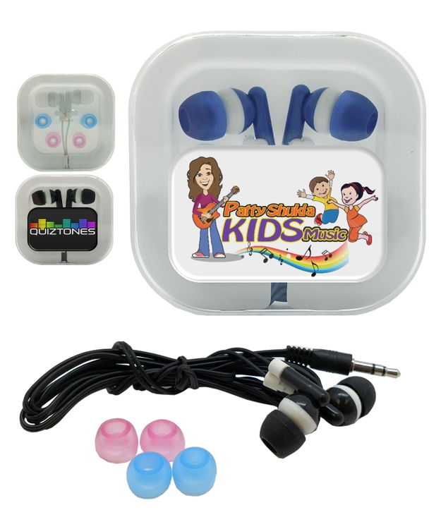 Earphones w/Case-Full Color w/Interchangeable Earbuds 2