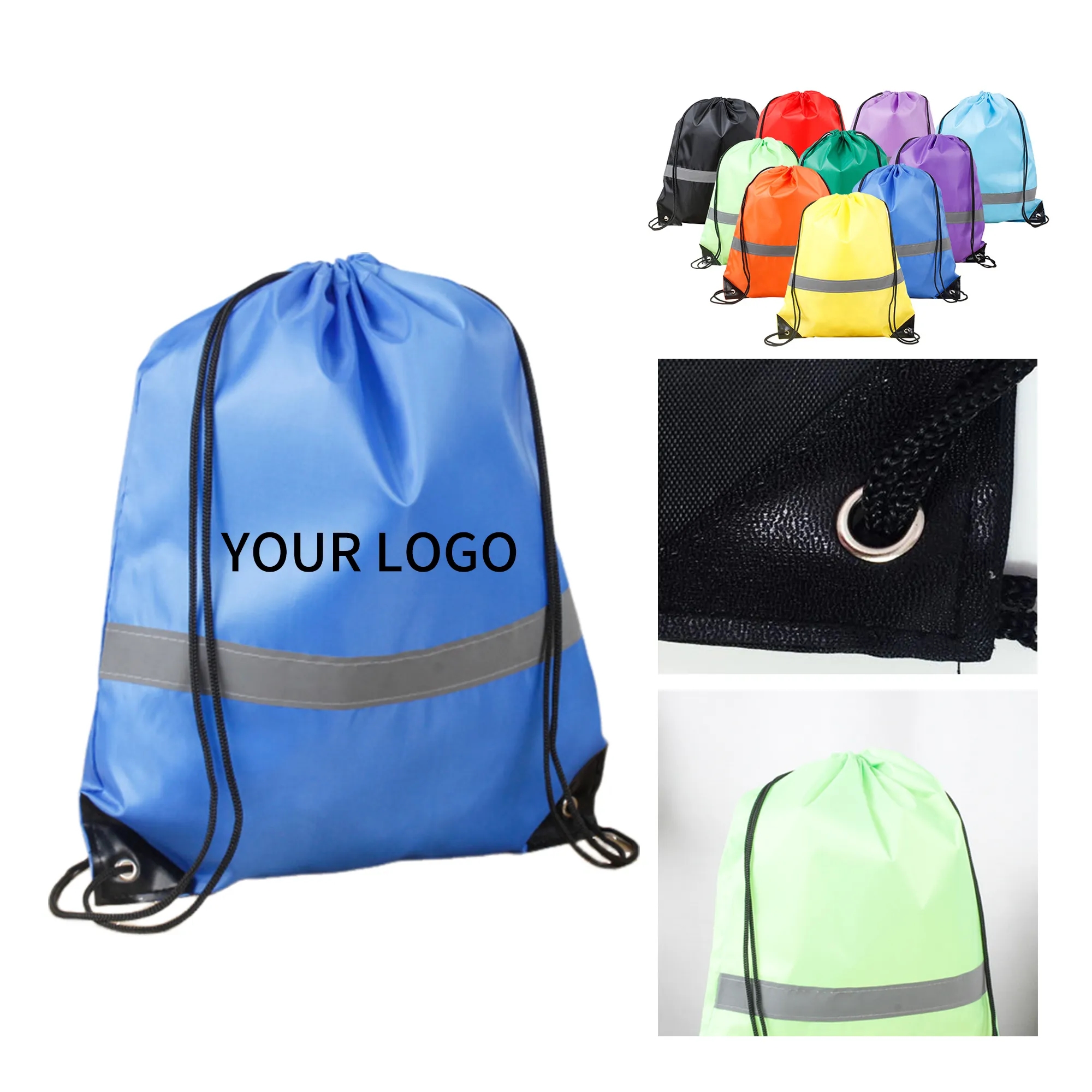 Lightweight Neon Polyester Drawstring Bag 11