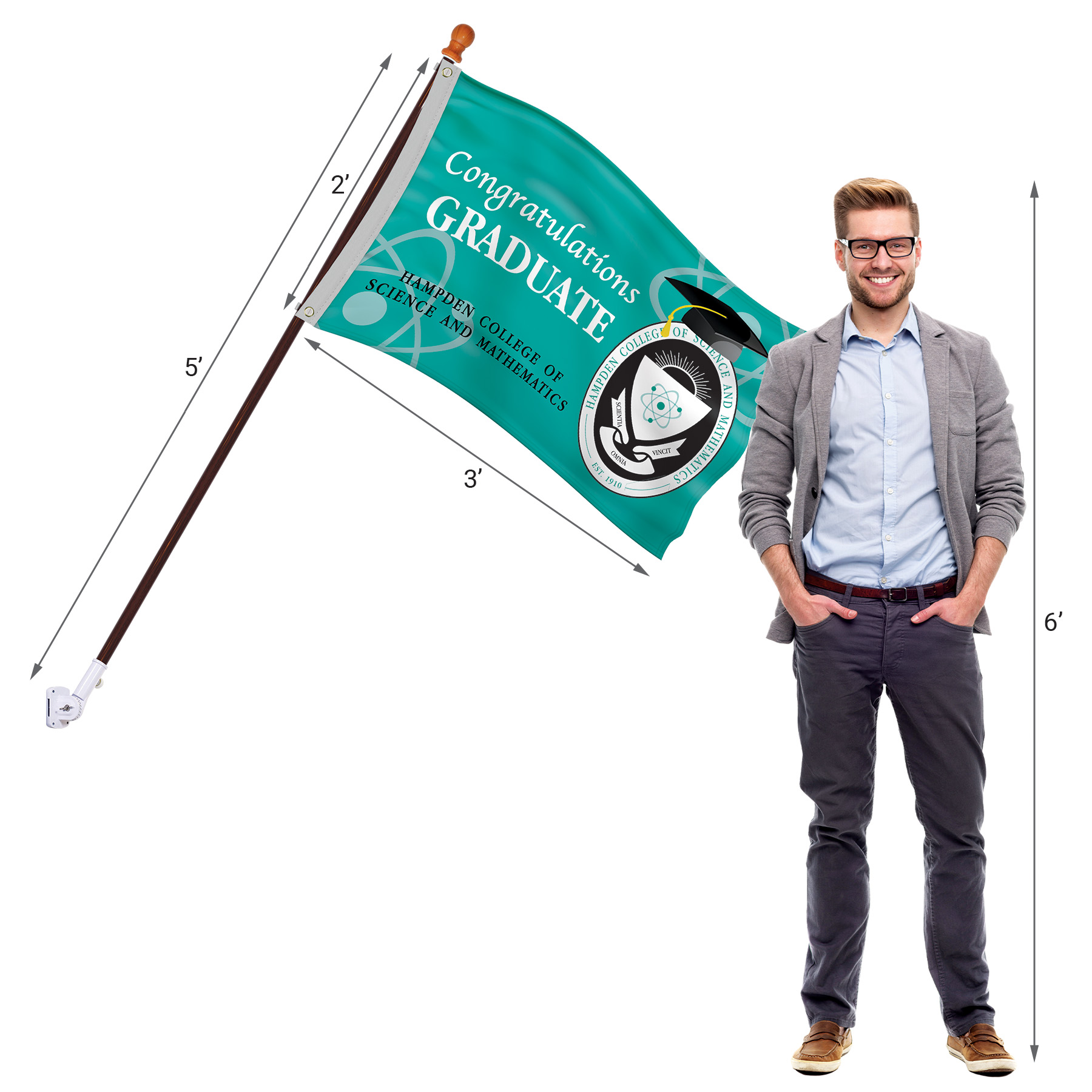 Promotional Flag Kit with 2' x 3' Flag and White Bracket 3