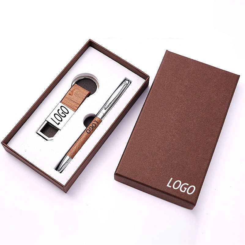 2-piece Office Gift Set Metal Ball Pen and Key Chain 6