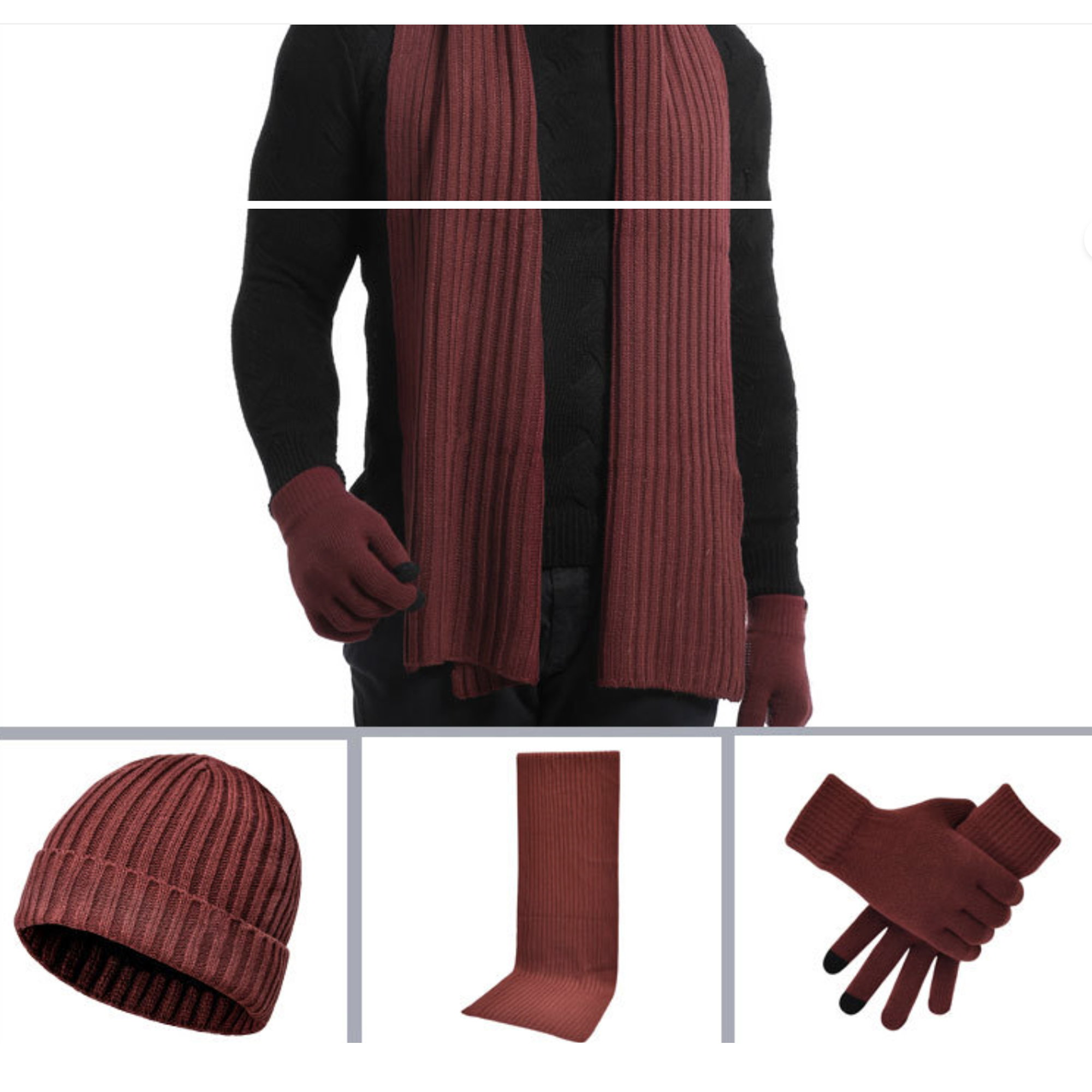 3-in-1 Gift Set: Hat, Scarf, and Touchscreen Gloves 6