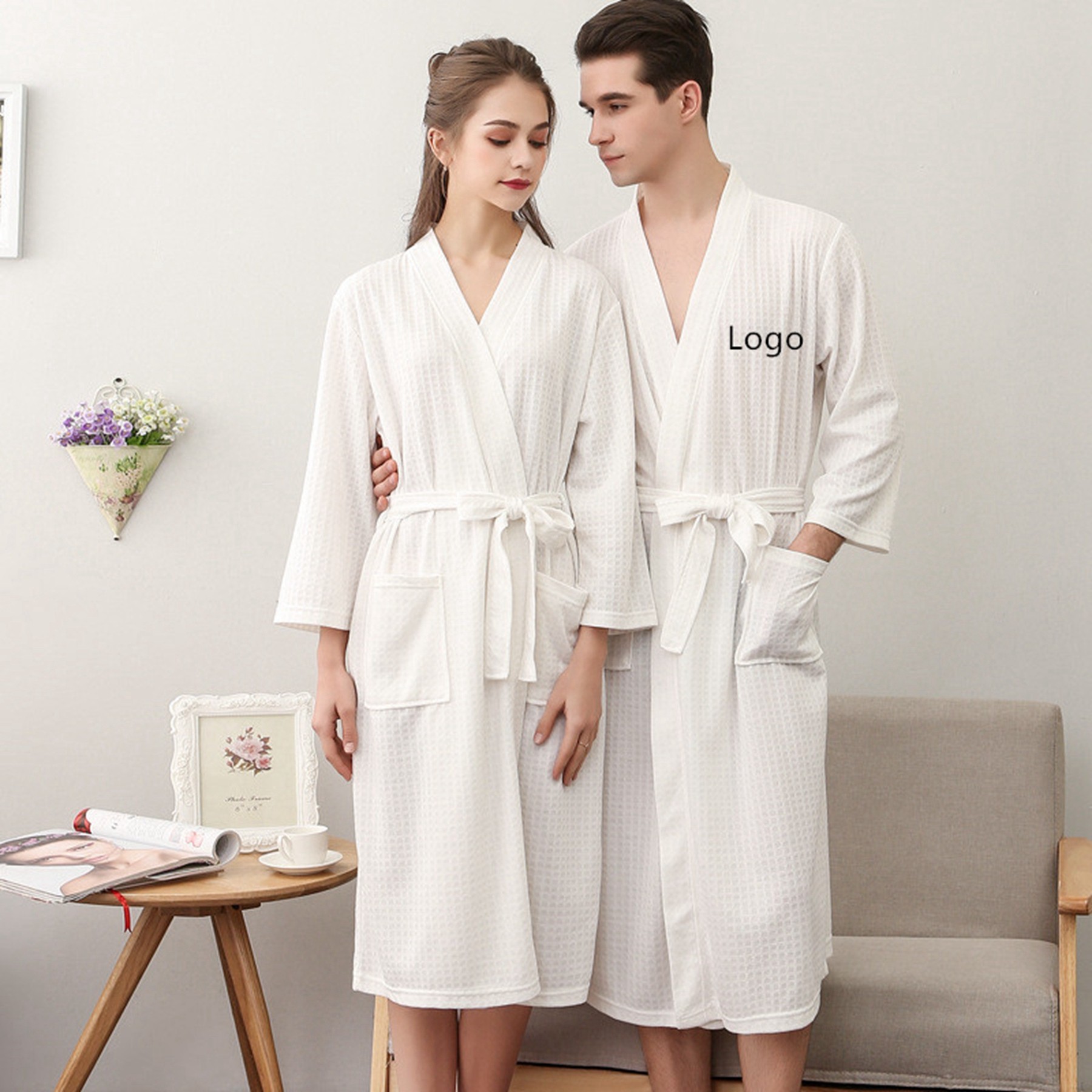 Waffle Weave Bath Robe 2