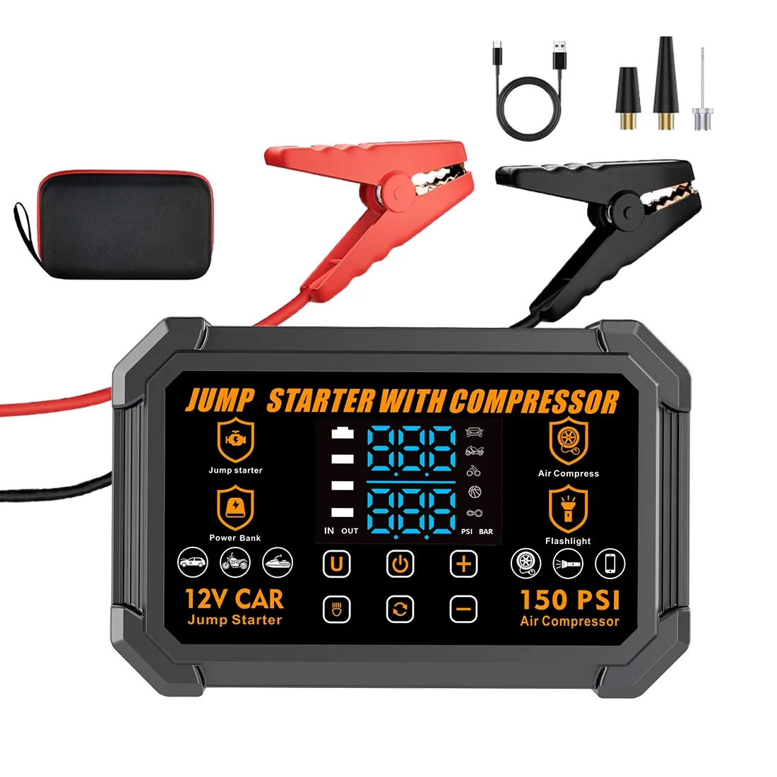 Portable 4-in-1 Jump Starter with Air Compressor 3