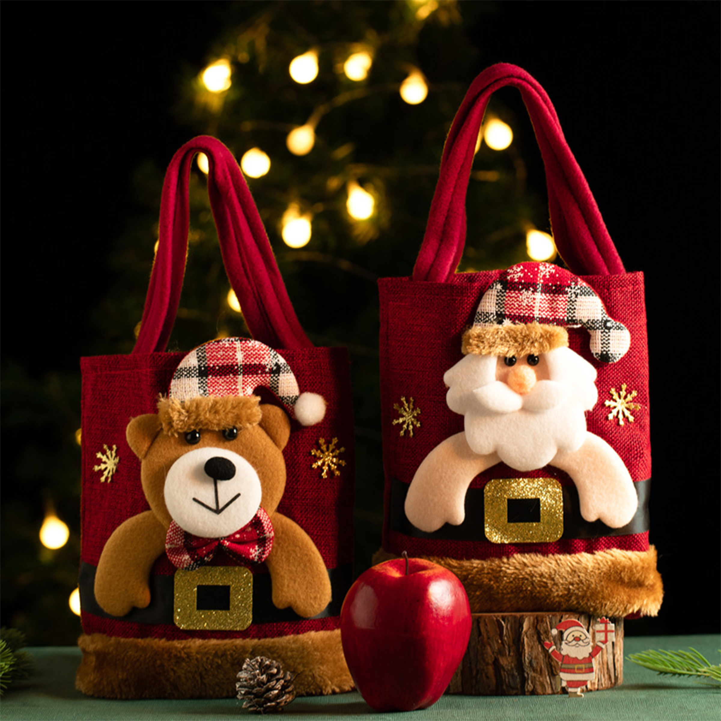 Jute Festive Santa Gift Bag With Handle 1
