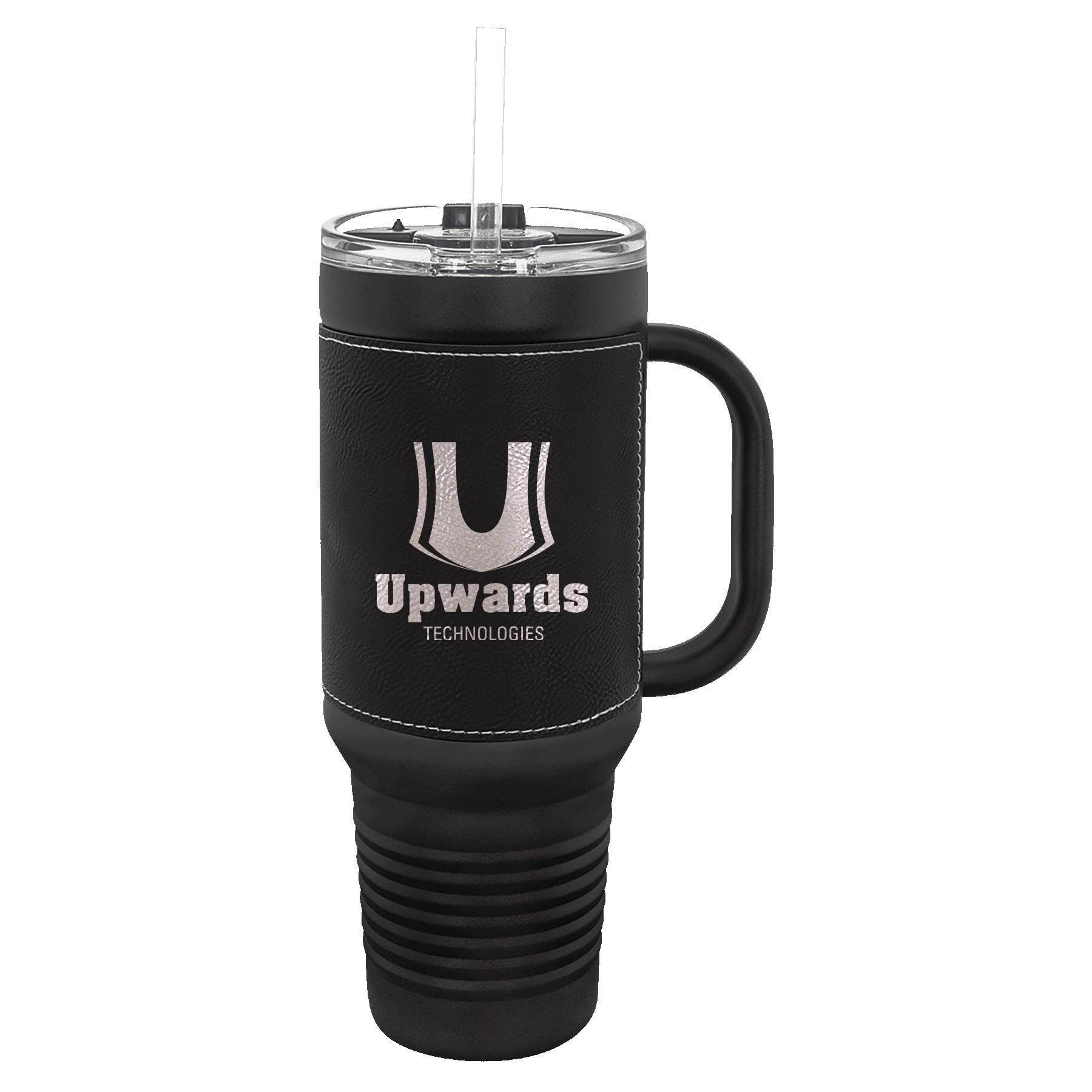 Polar Camel 40oz Black Stainless Steel & Leatherette Travel Mug 16