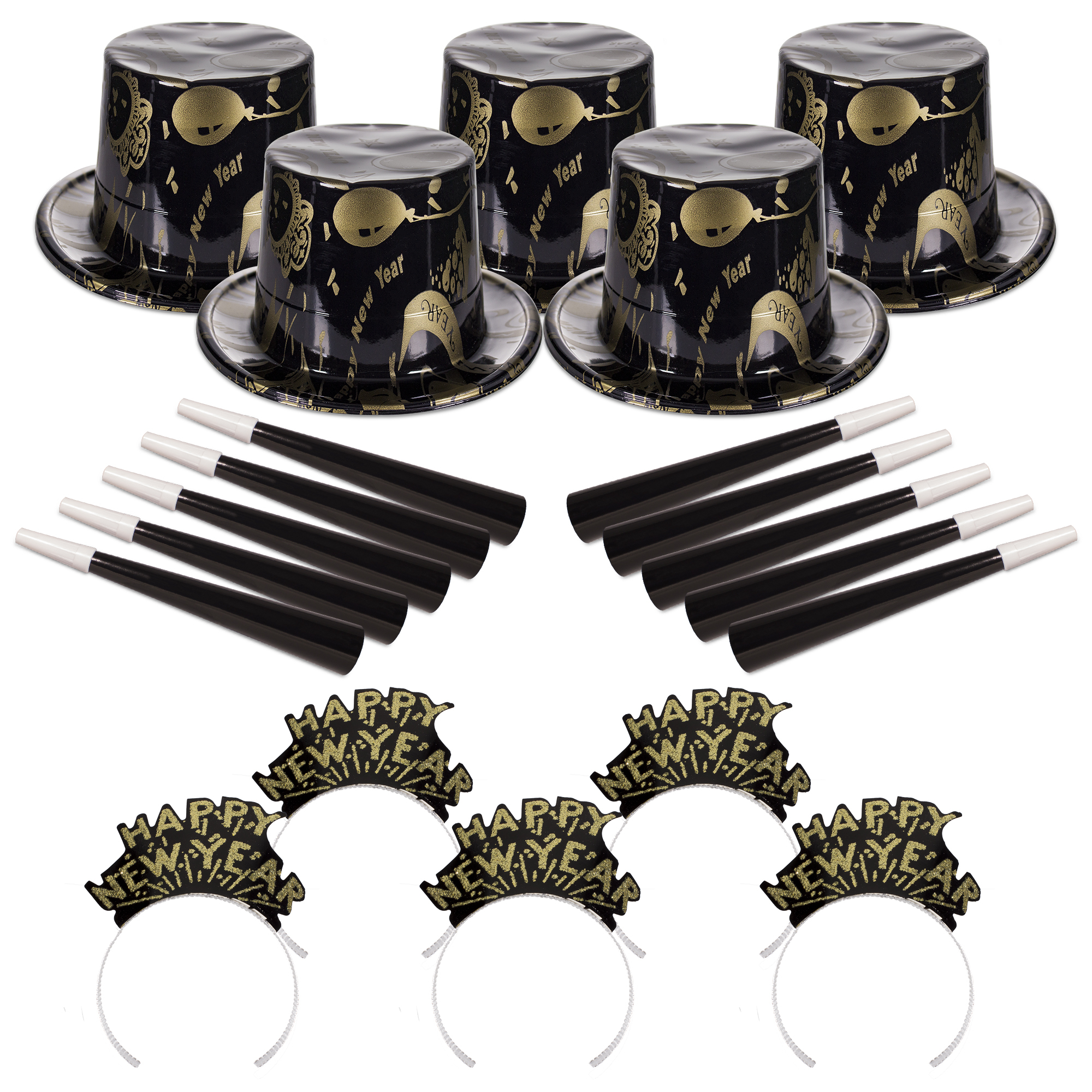 Ebony and Gold New Year's Eve Party Kit for 50 5