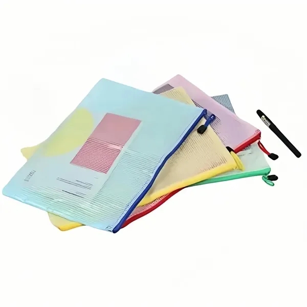 Mesh Zipper Pouch Bag Set with Transparent Organizers 4