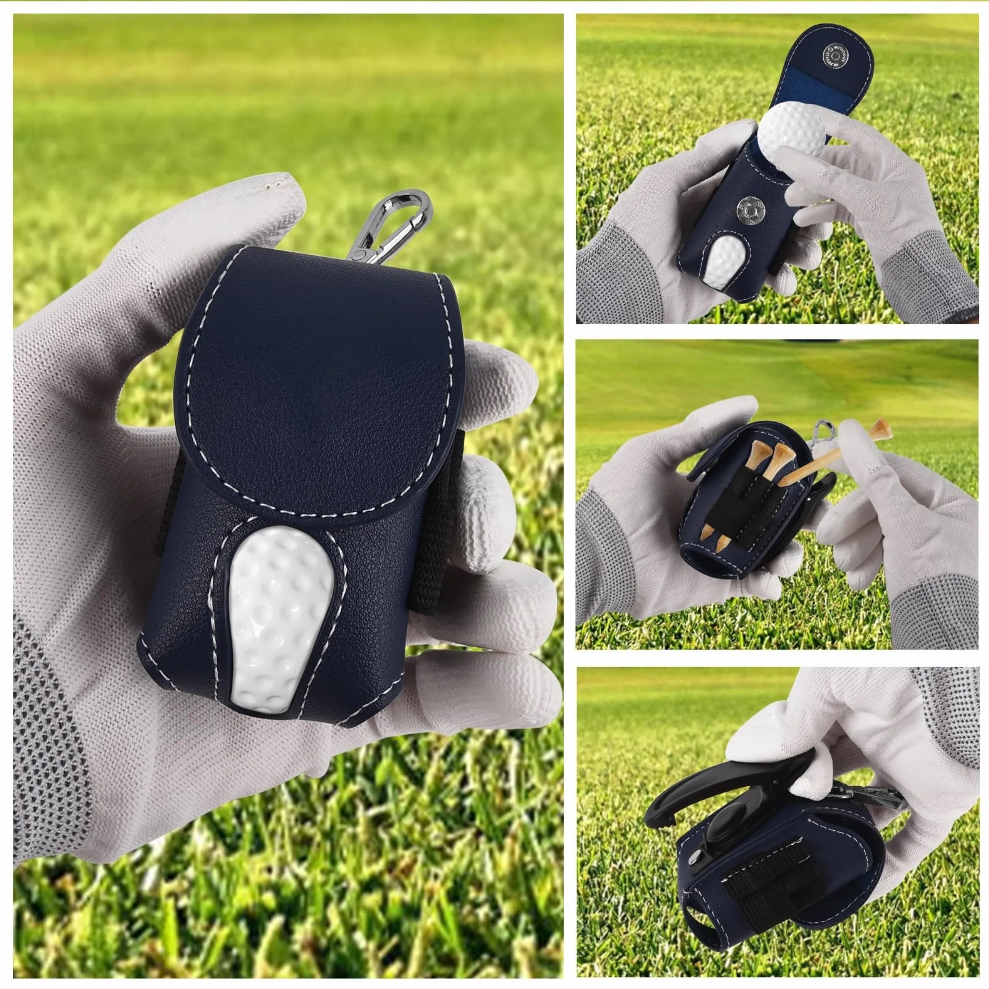 Personalized Leather Golf Ball Pouch Bag 11
