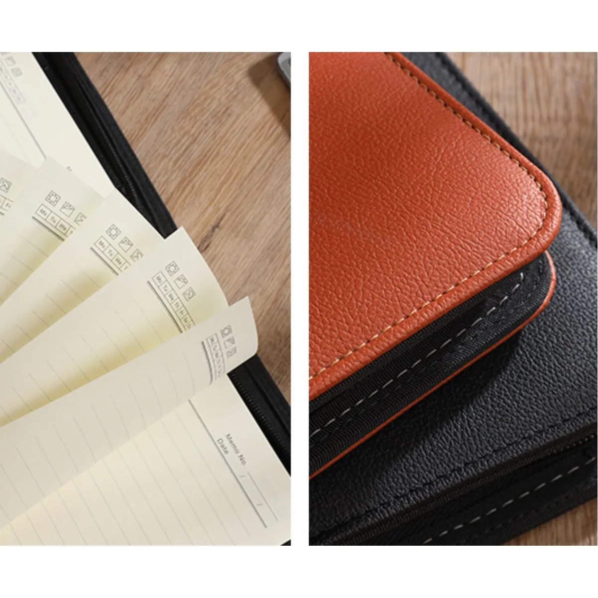 Zippered PU Leather A5 Business Notebook Organizer 4