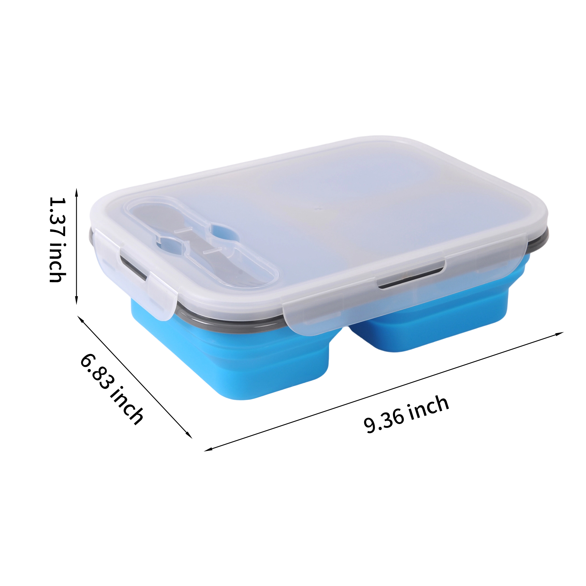 Collapsible Food Grade Silicone Lunch Box 9.36" x 6.83" x 1.37" 4
