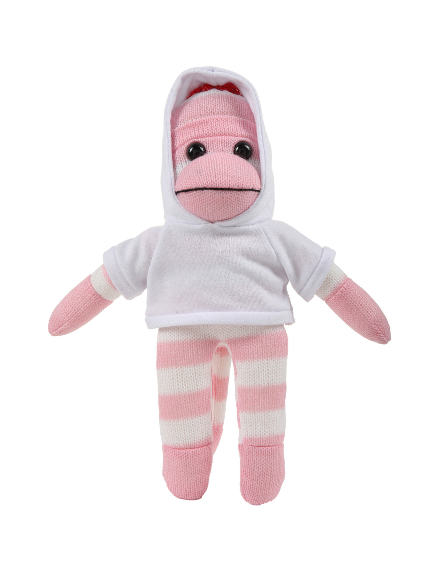 soft plush Pink Sock Monkey with hoodie 16