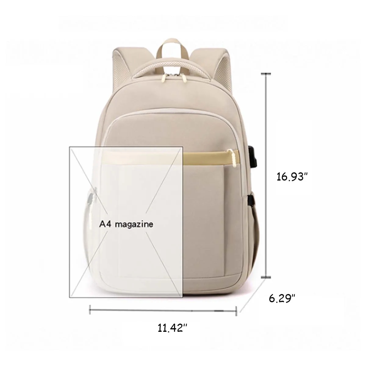 Laptop Backpack Large Capacity Daypack W/ USB Charging Port 7