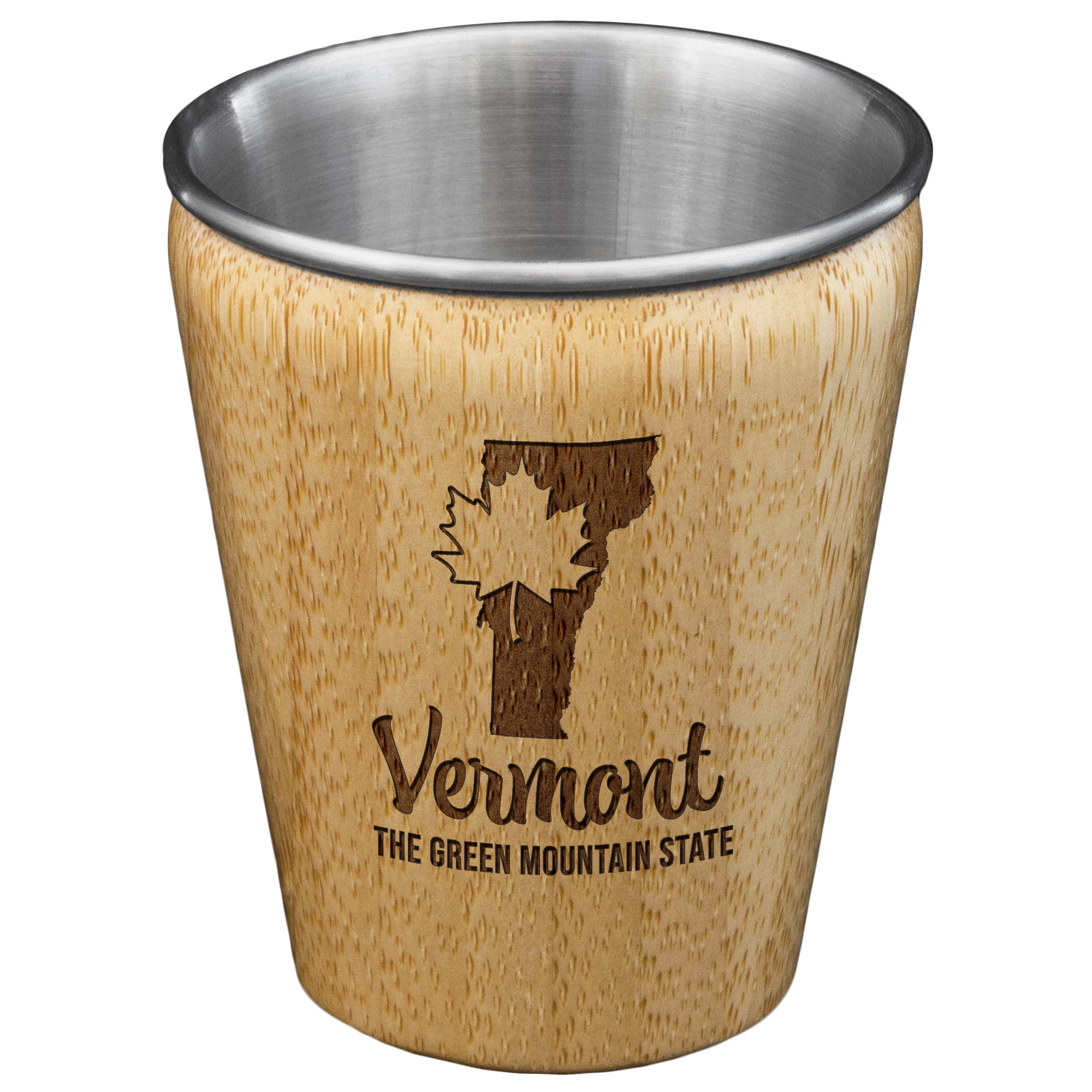 Vermont State Bamboo and Stainless Steel Shot Glass