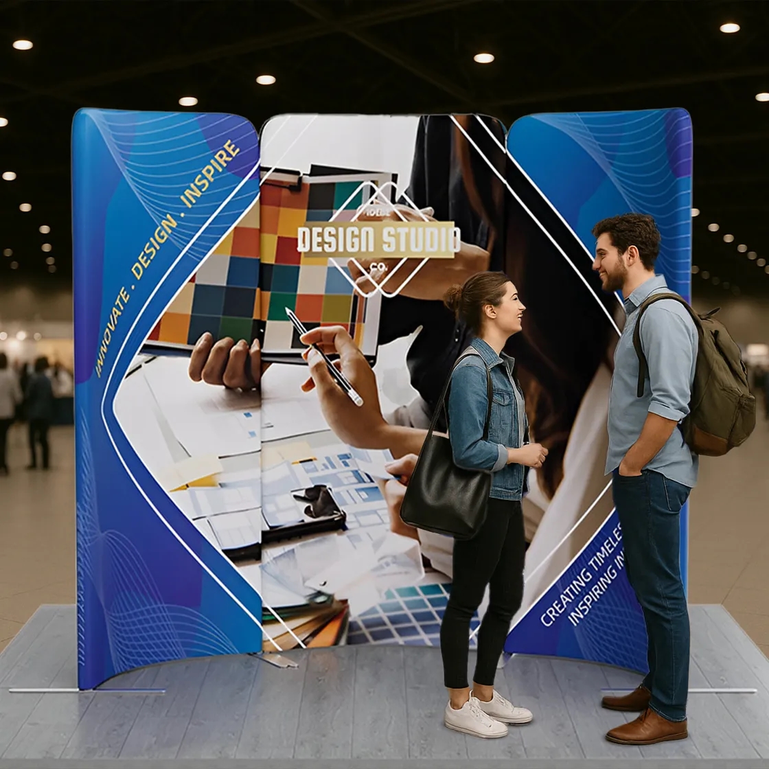 6.5ft Magnetic Modular Fabric Display - Curved Shape 11