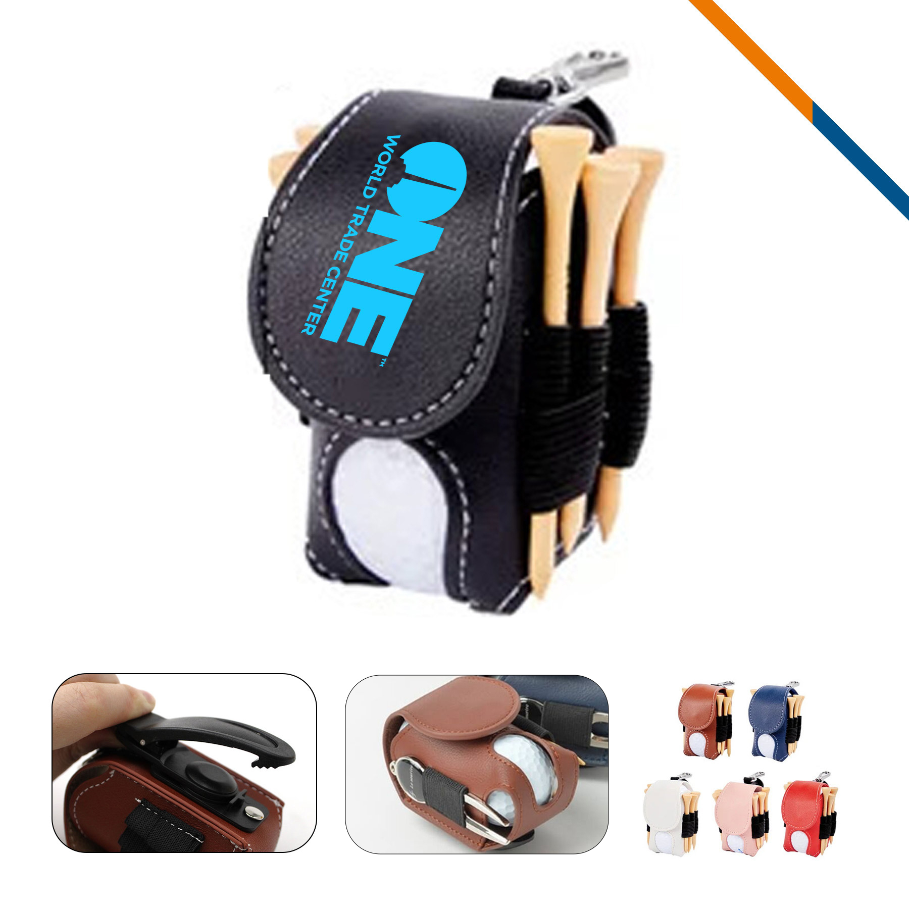 Pulsex 3in1 PU Leather Golf Ball Pouch 7