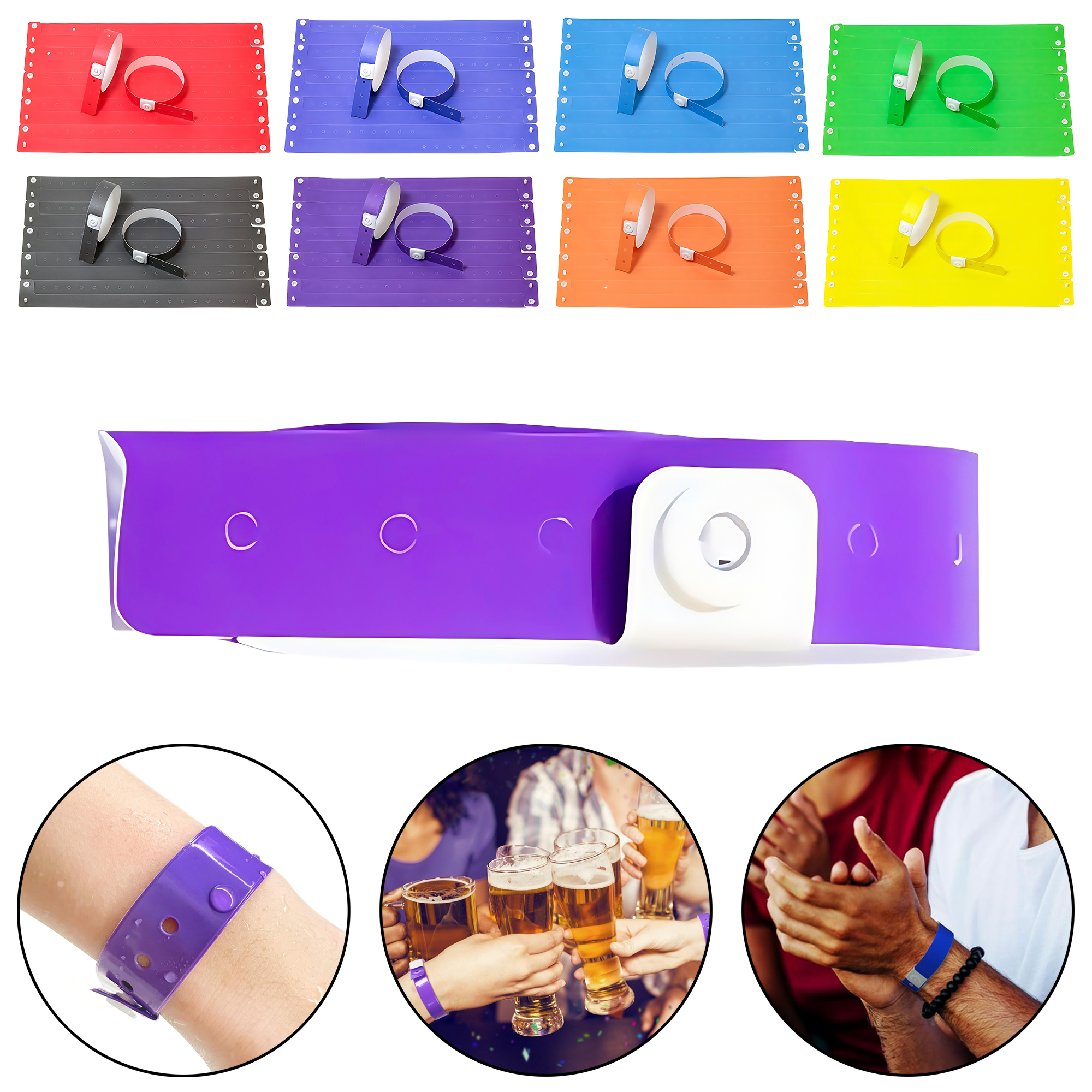 Disposable PVC Wristbands with Plastic Buckle for Kids Playground Waterproof Party Events ID 8