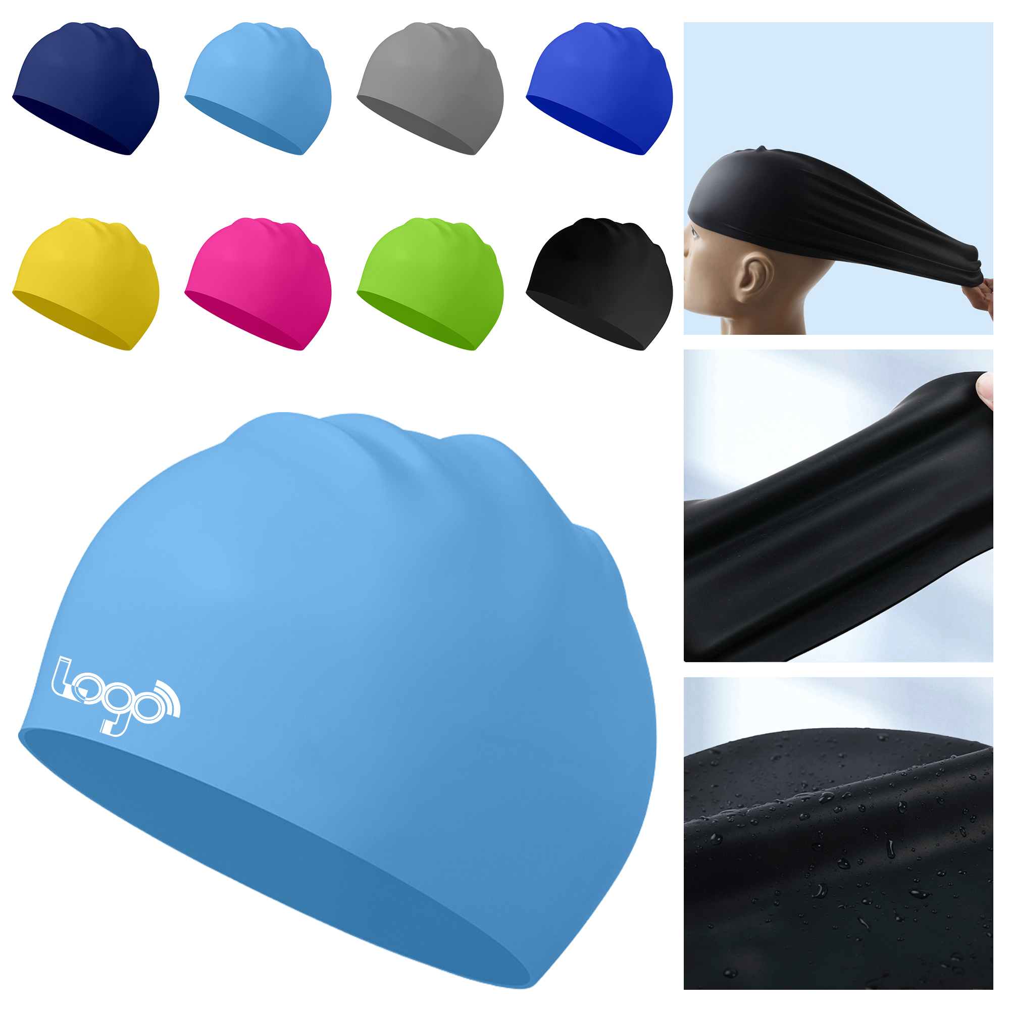 Durable Silicone Waterproof Swim Cap 6