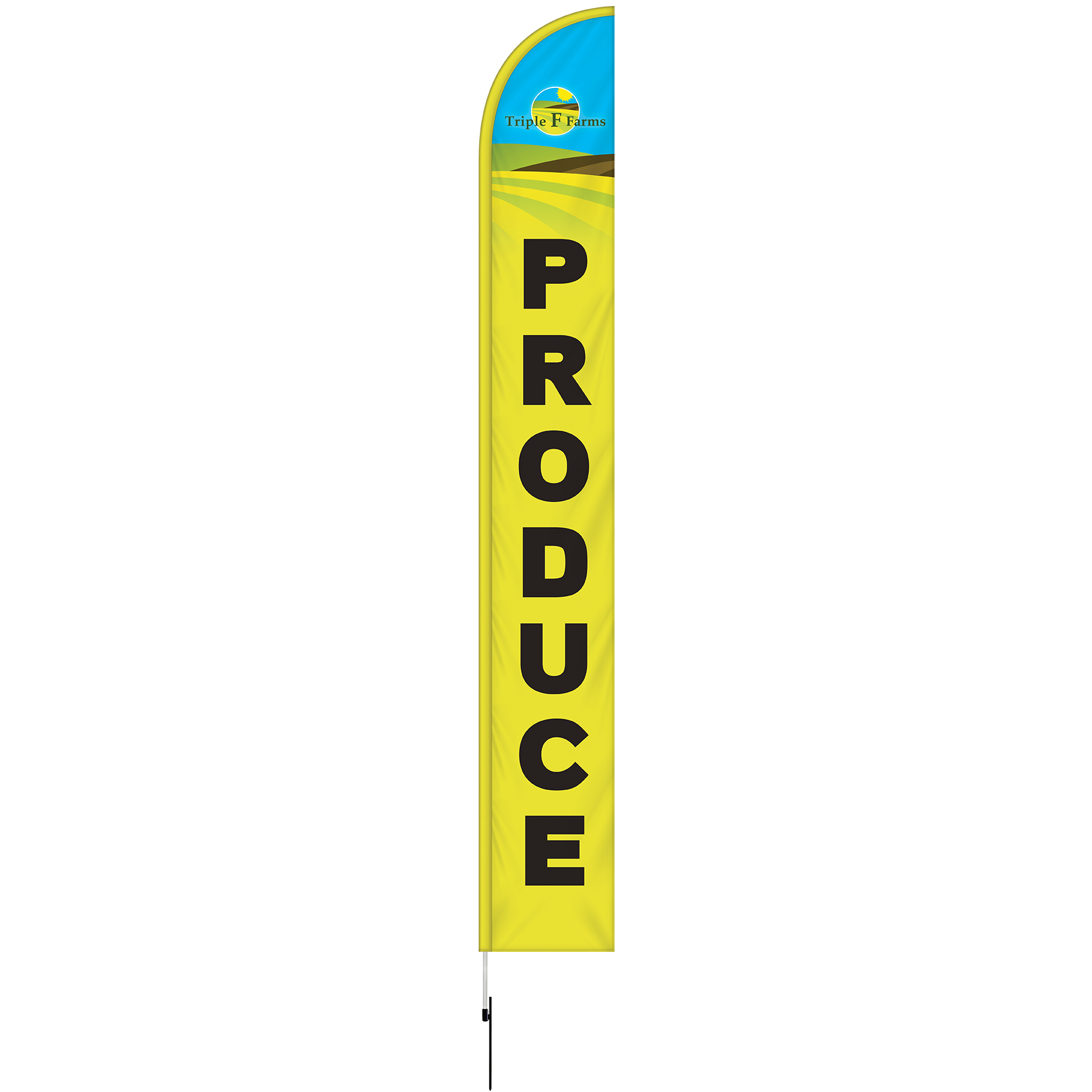 15' Double Sided Half Drop Banner w/ Premium Hardware & Spike 12