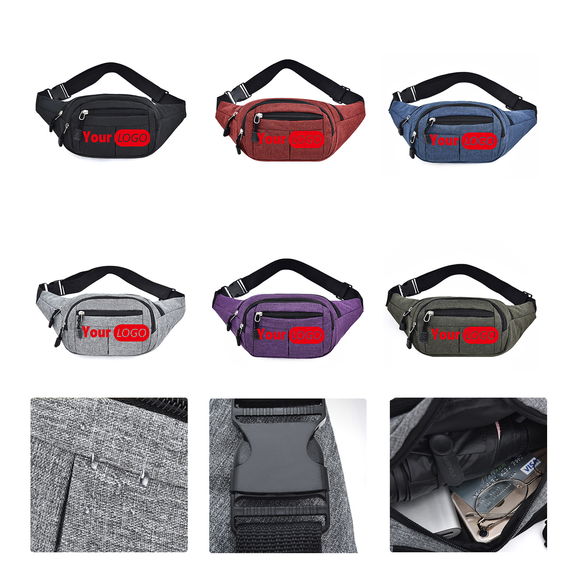 MOQ50 Lightweight Travel Waist Bag With Custom Logo 1