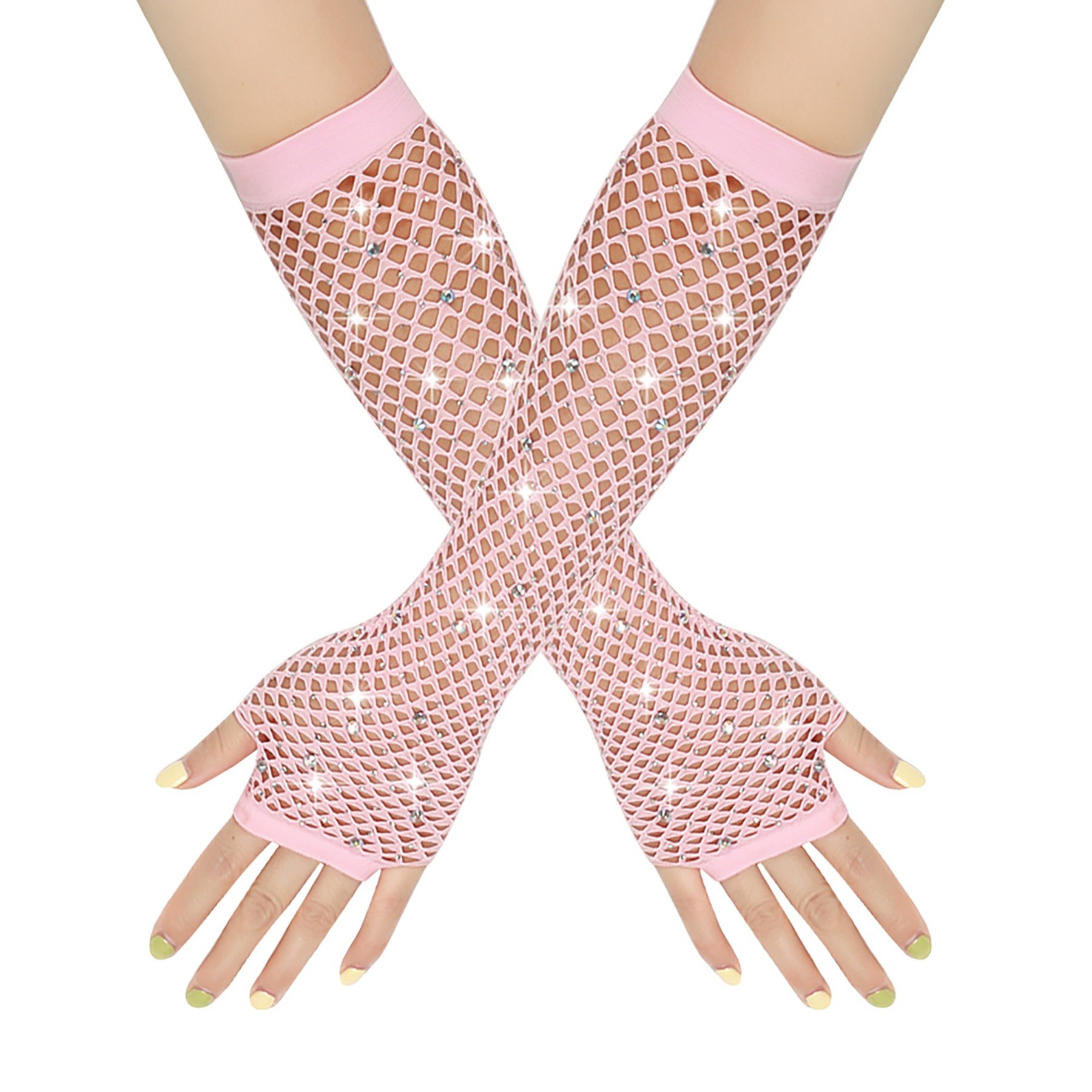 Rhinestone Fish Net Gloves 6