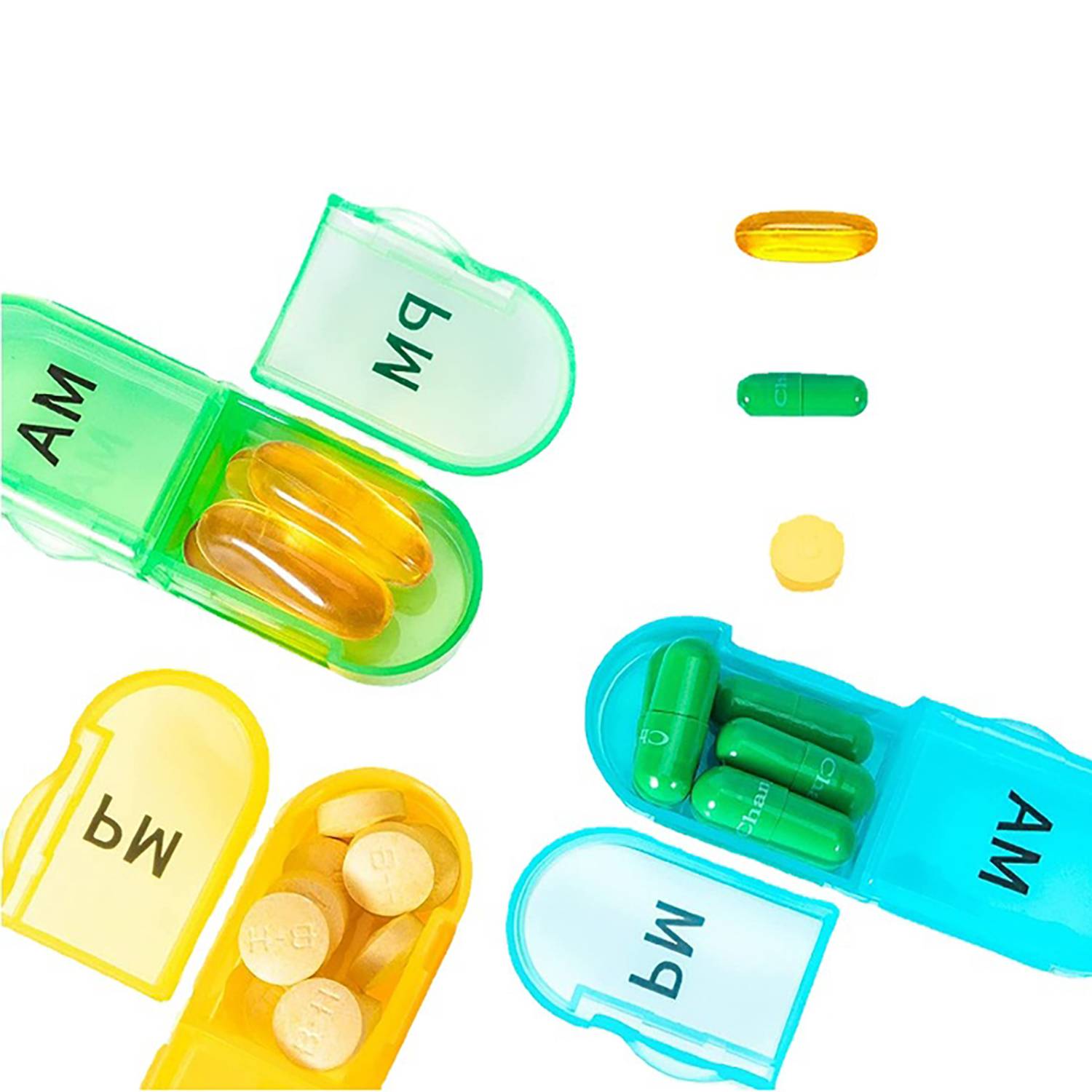 BPA-Free Portable Monthly Pill Organizer w/ AM/PM Labels 1