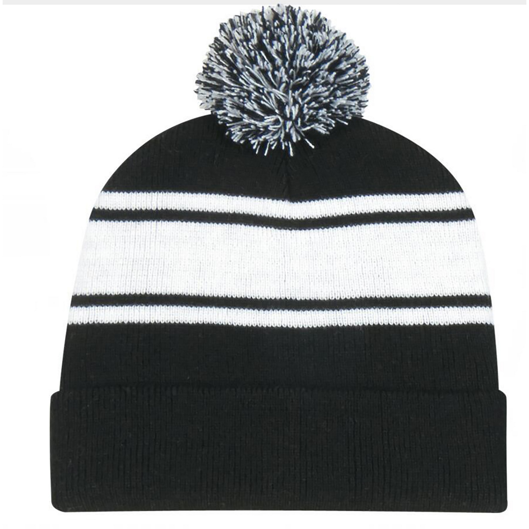 Winter Beanie Soft Cuff Pom Pom Stripe Knit hat 2