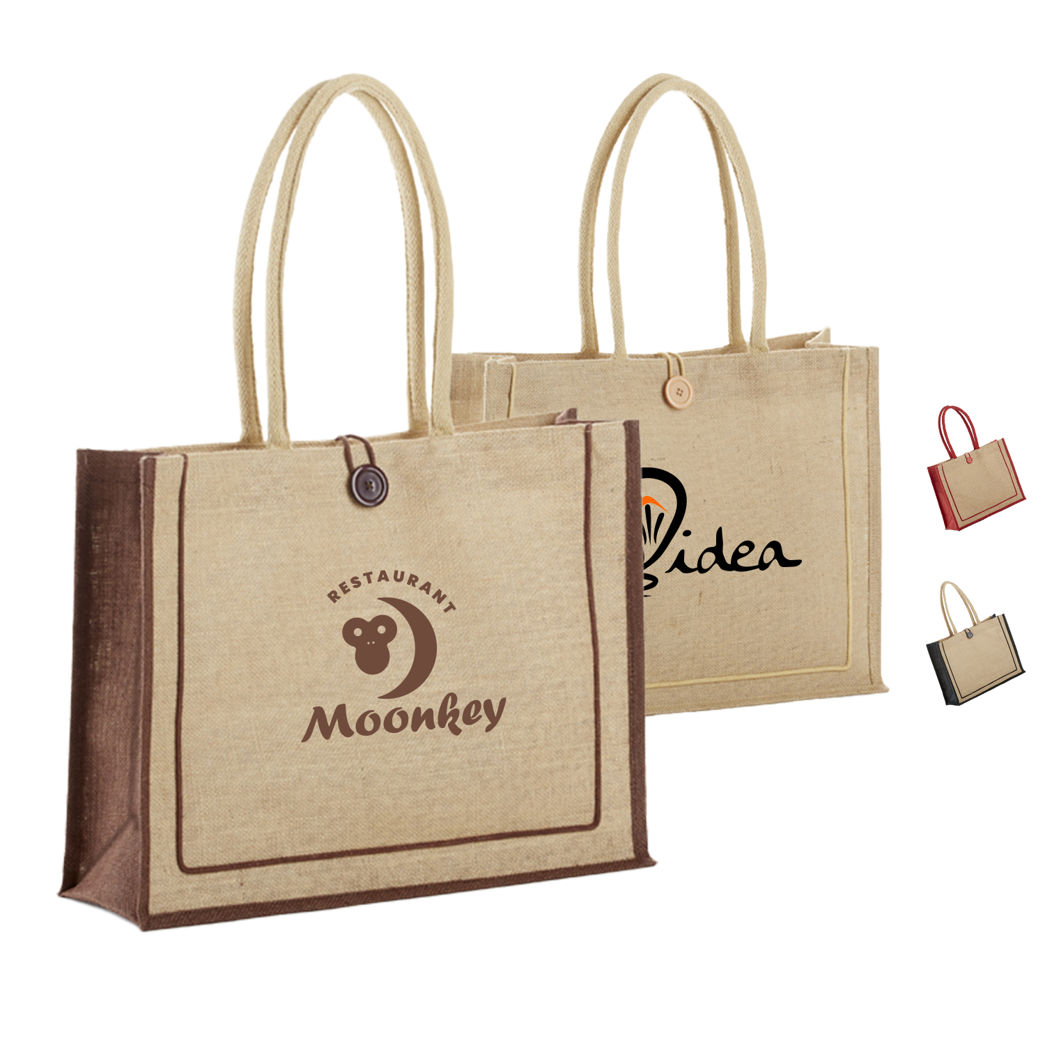 Jute Tote with Cotton Handles & Secure Closure 1