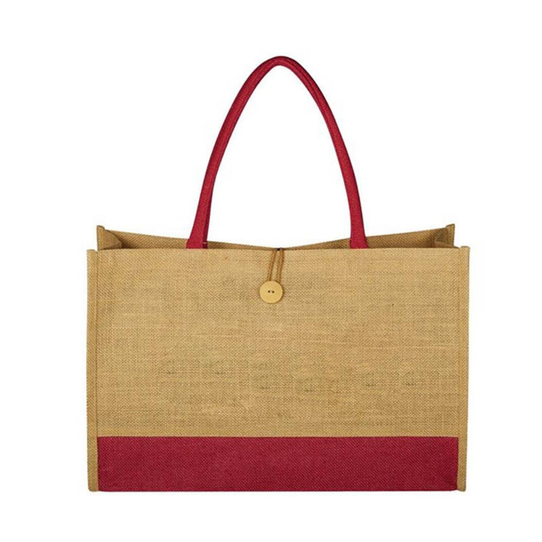 Colorful Burlap Tote Bags W/ A Button, custom tote bag with logo imprint 3